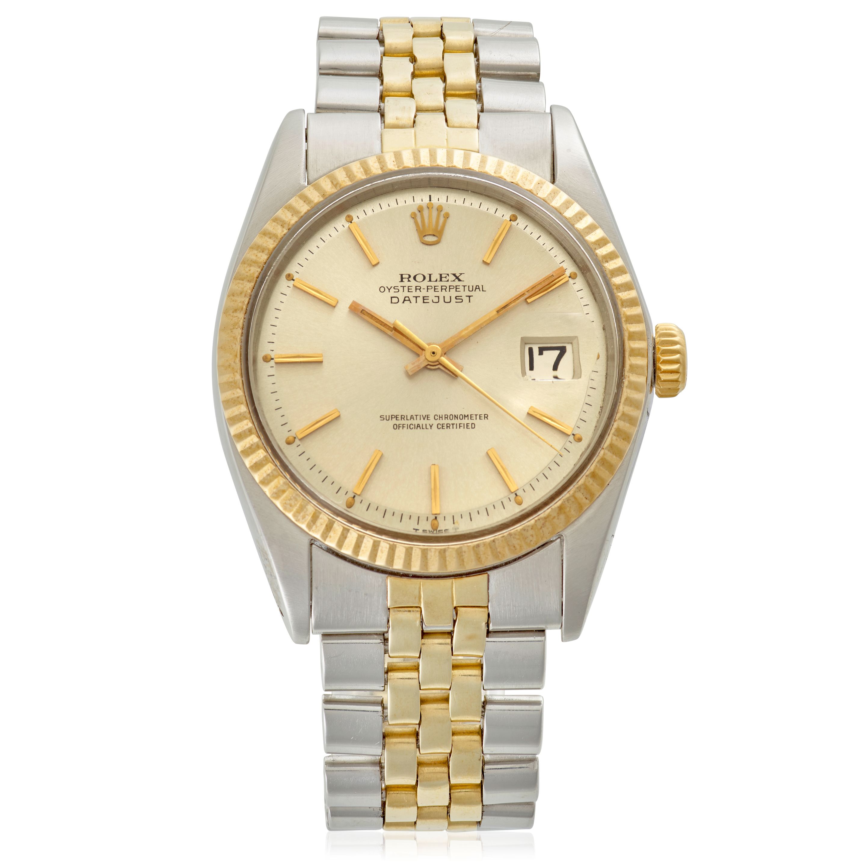 ROLEX. A STAINLESS-STEEL AND GOLD AUTOMATIC CALENDAR BRACELET WATCH Datejust, Ref: 1601, c.1964