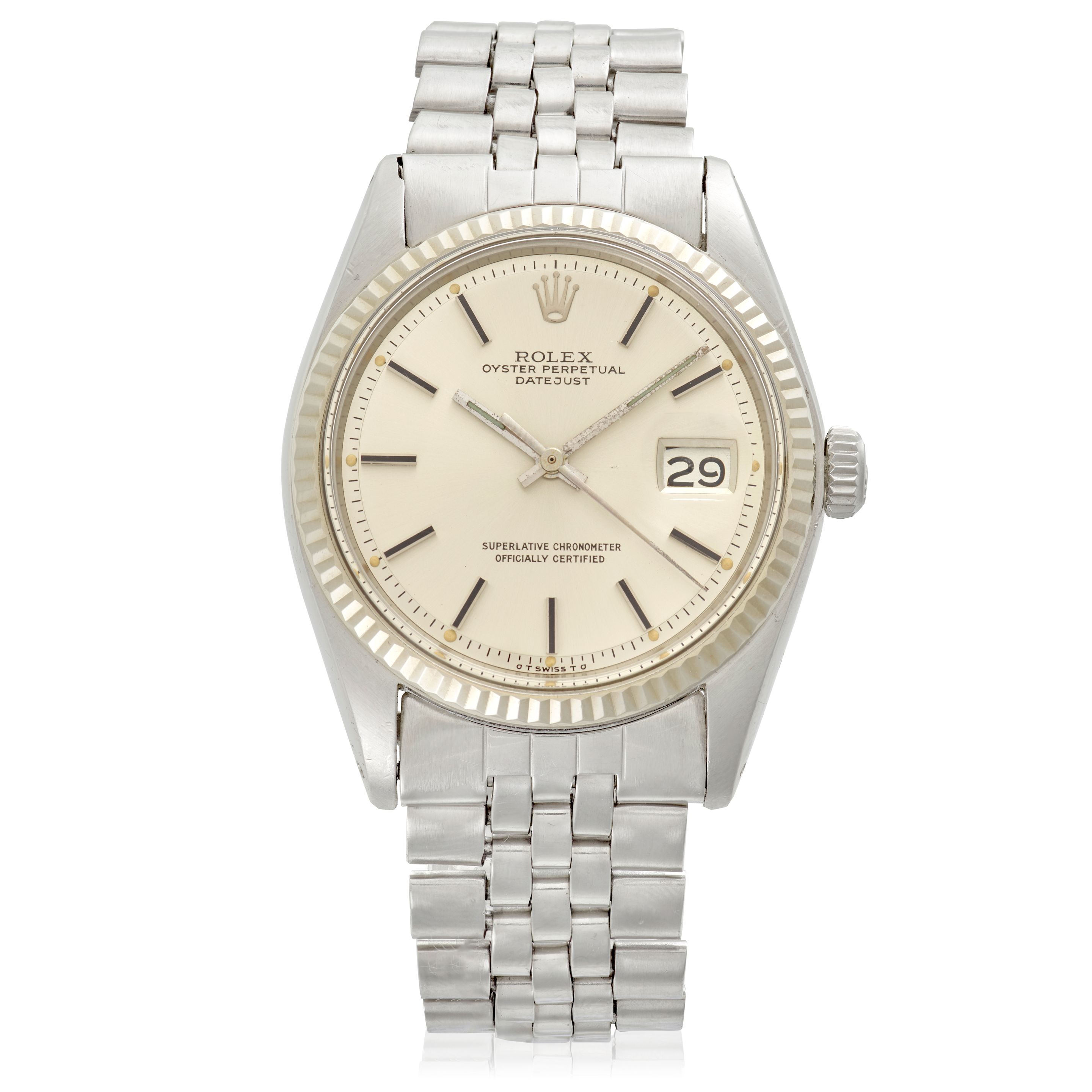 ROLEX. A STAINLESS STEEL AUTOMATIC CALENDAR BRACELET WATCH Datejust, Ref: 1601, c.1977