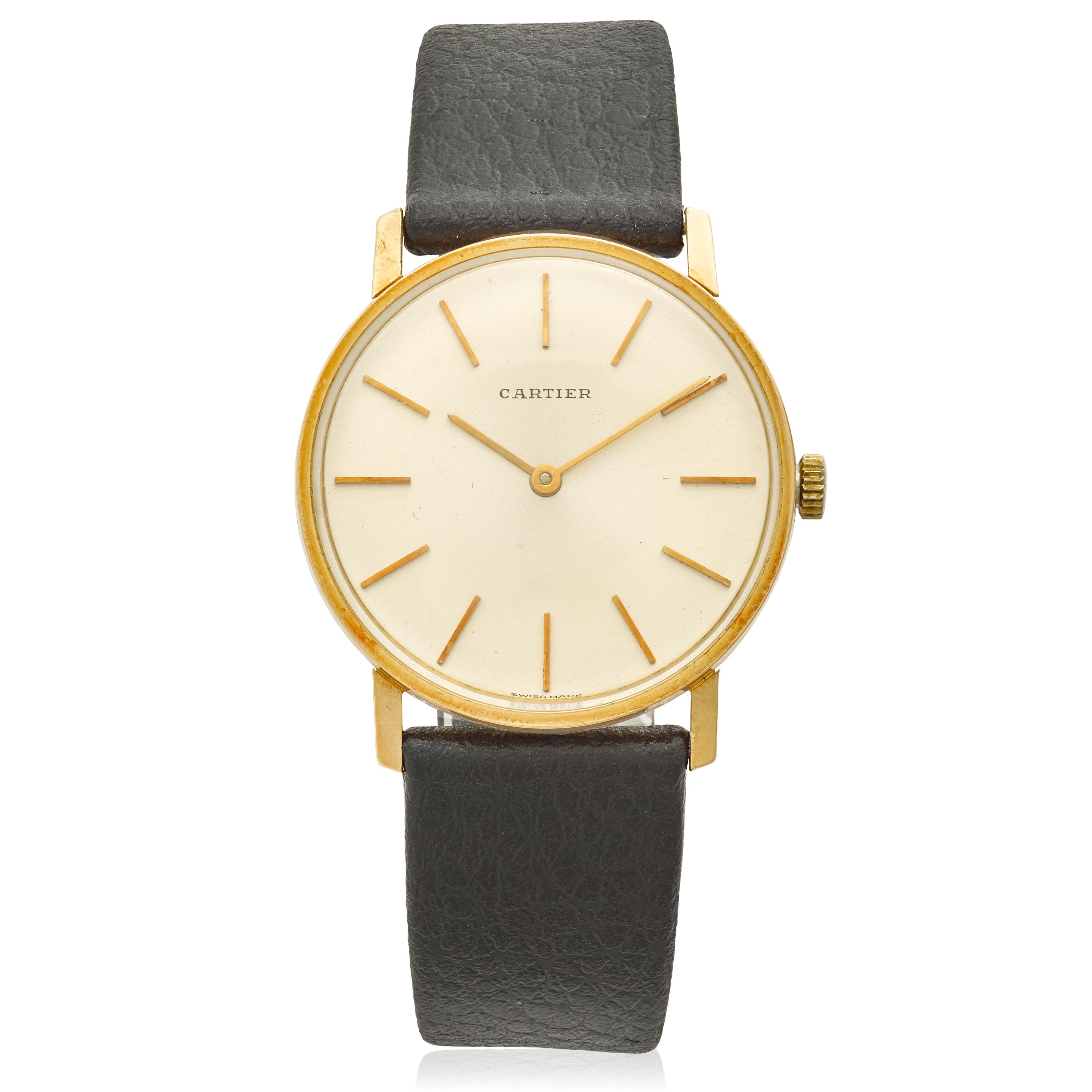 CARTIER. AN 18K GOLD MANUAL WIND WRISTWATCH Ronde,