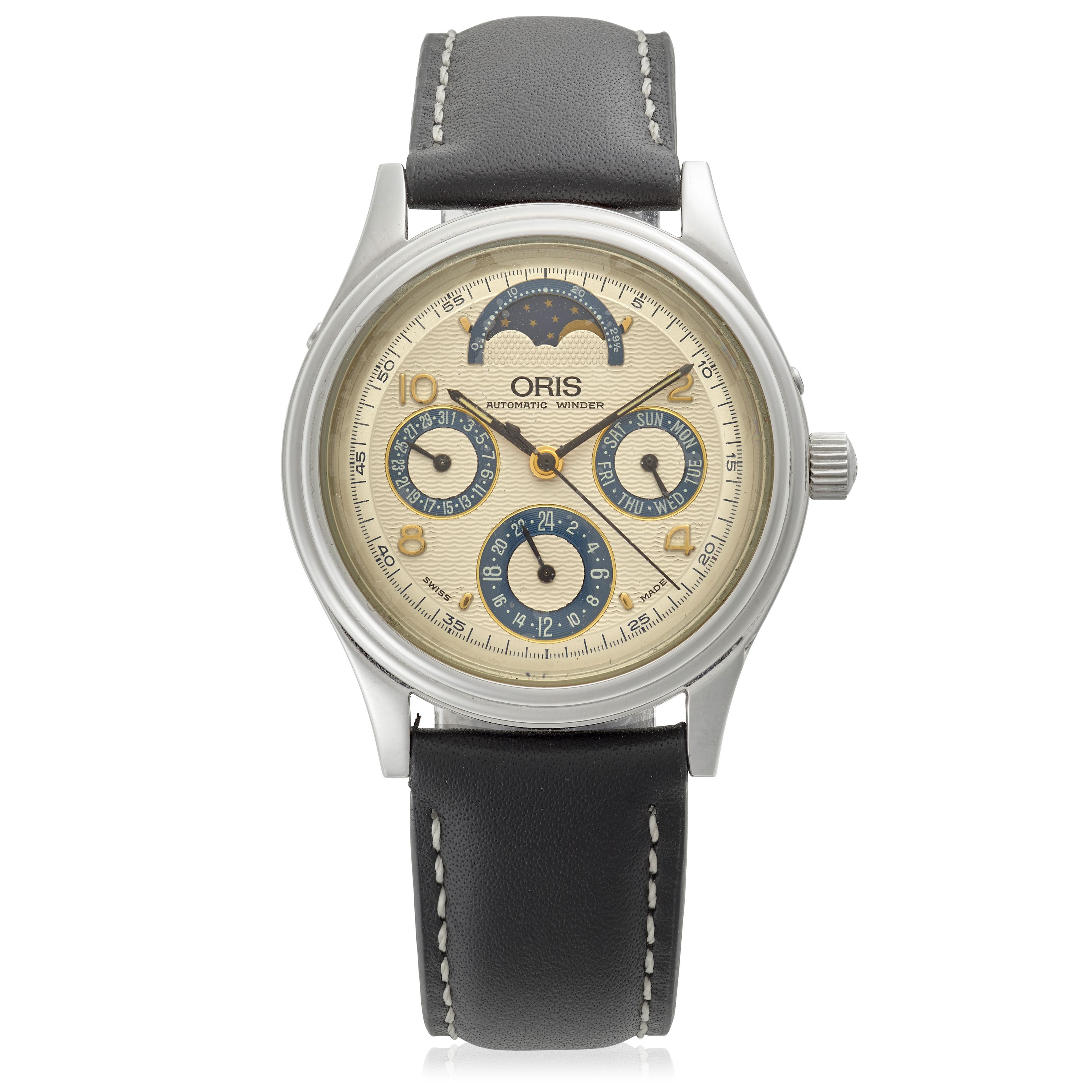 ORIS. A STAINLESS-STEEL AUTOMATIC CALENDAR WATCH WITH 24-HOUR INDICATION AND MOON PHASERef: 7433,