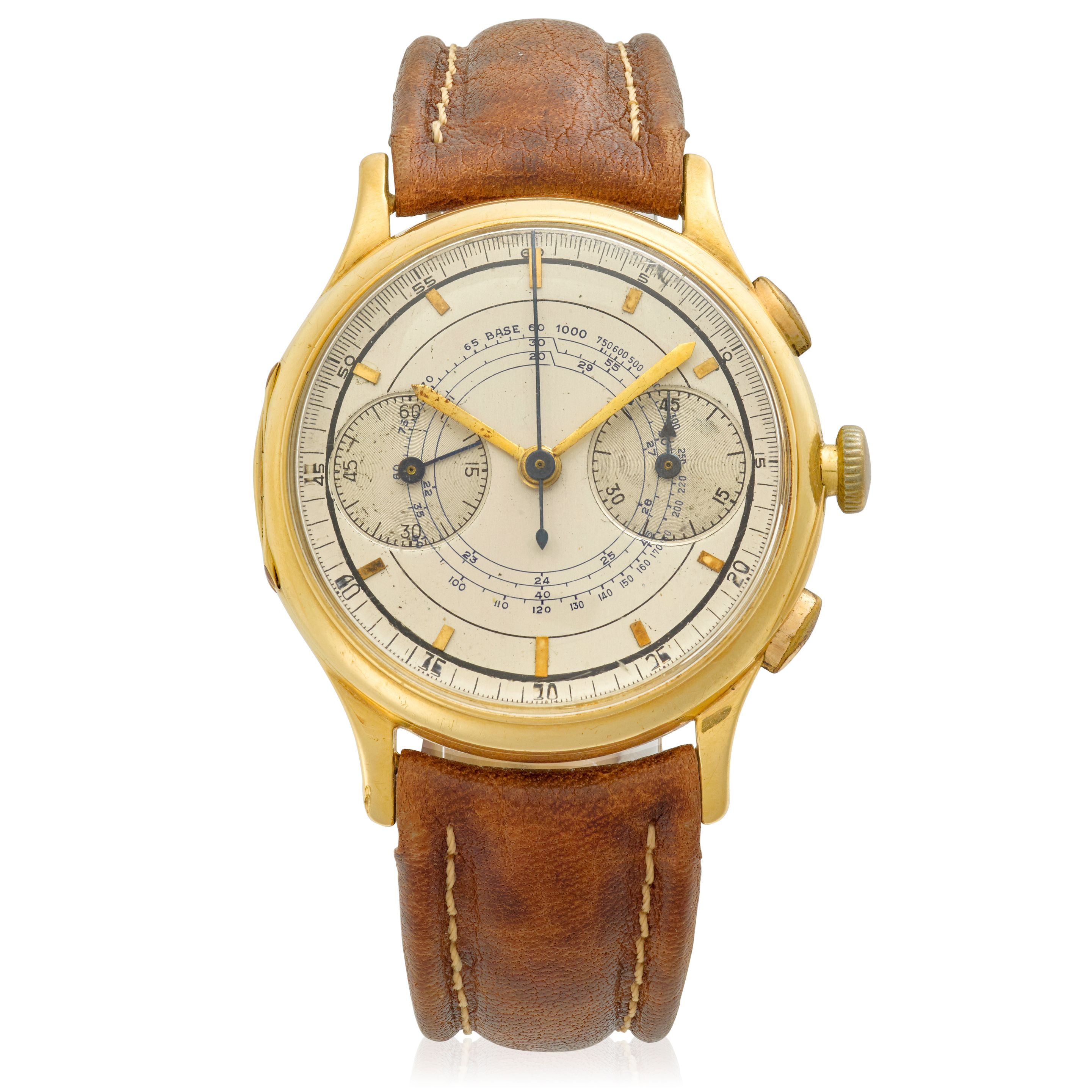 ZENITH. AN 18K GOLD MANUAL WIND CHRONOGRAPH WRISTWATCH