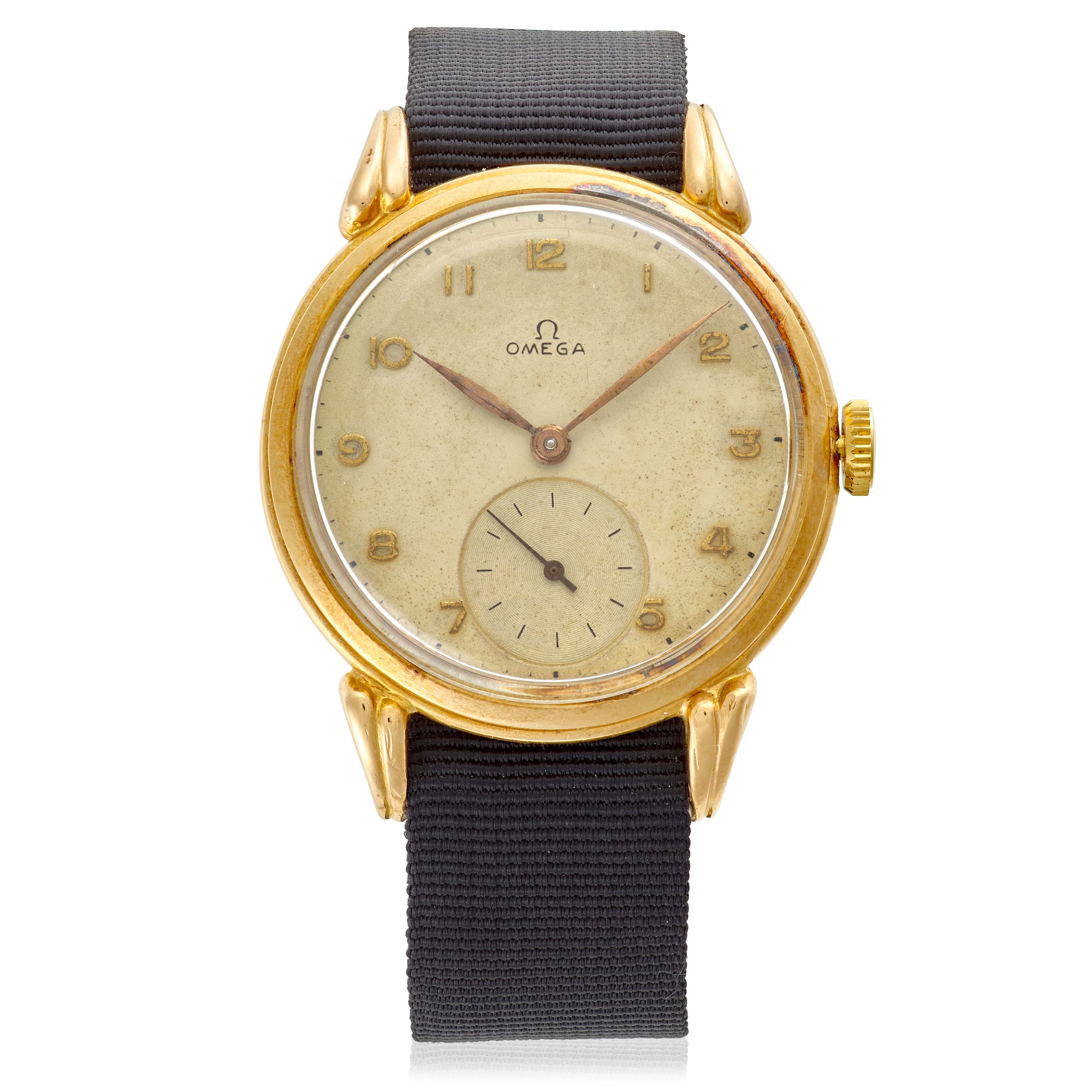 OMEGA. A 14K GOLD MANUAL WIND WRISTWATCHCirca 1948