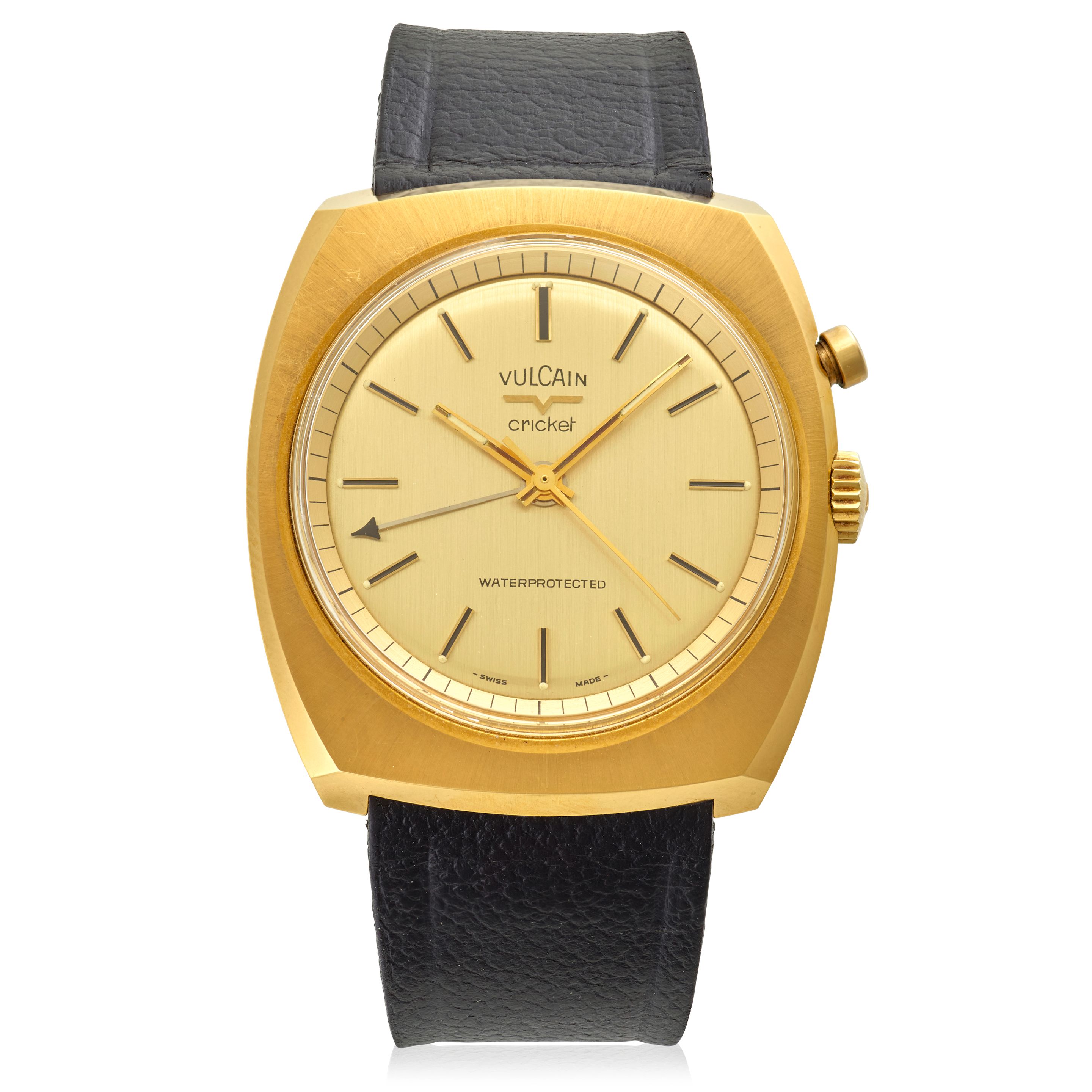 VULCAIN. A GOLD PLATED AND STAINLESS STEEL MANUAL WIND WRISTWATCH WITH ALARM Cricket, Ref: S2312B, Circa 1970