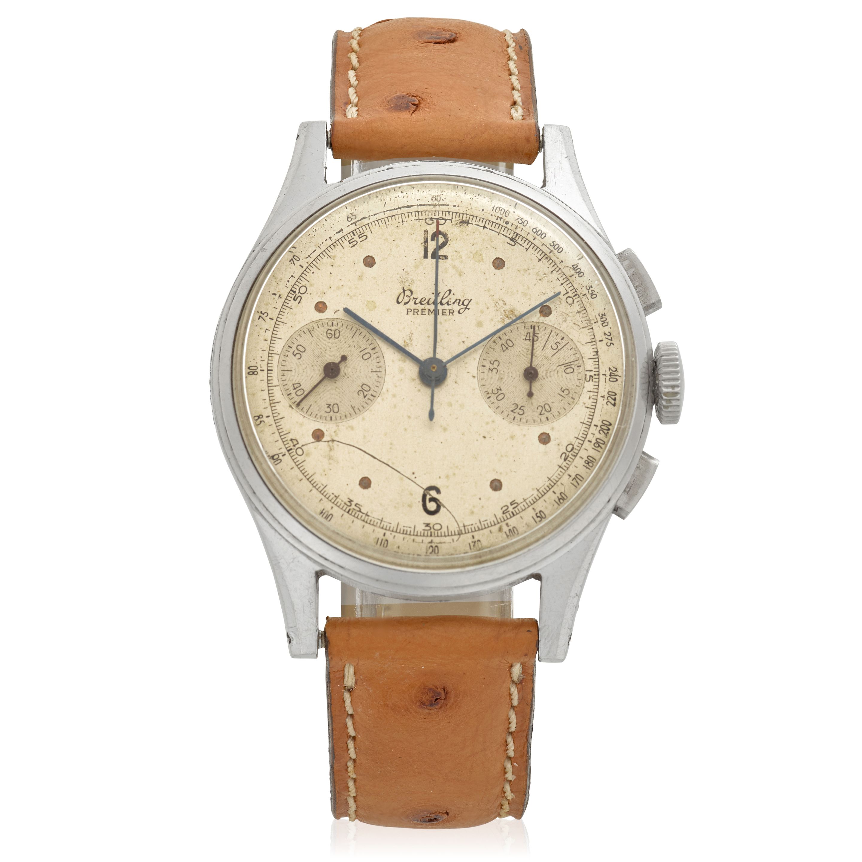 BREITLING. A STAINLESS STEEL MANUAL WIND CHRONOGRAPH WRISTWATCH Premier, Ref: 760, 1950's