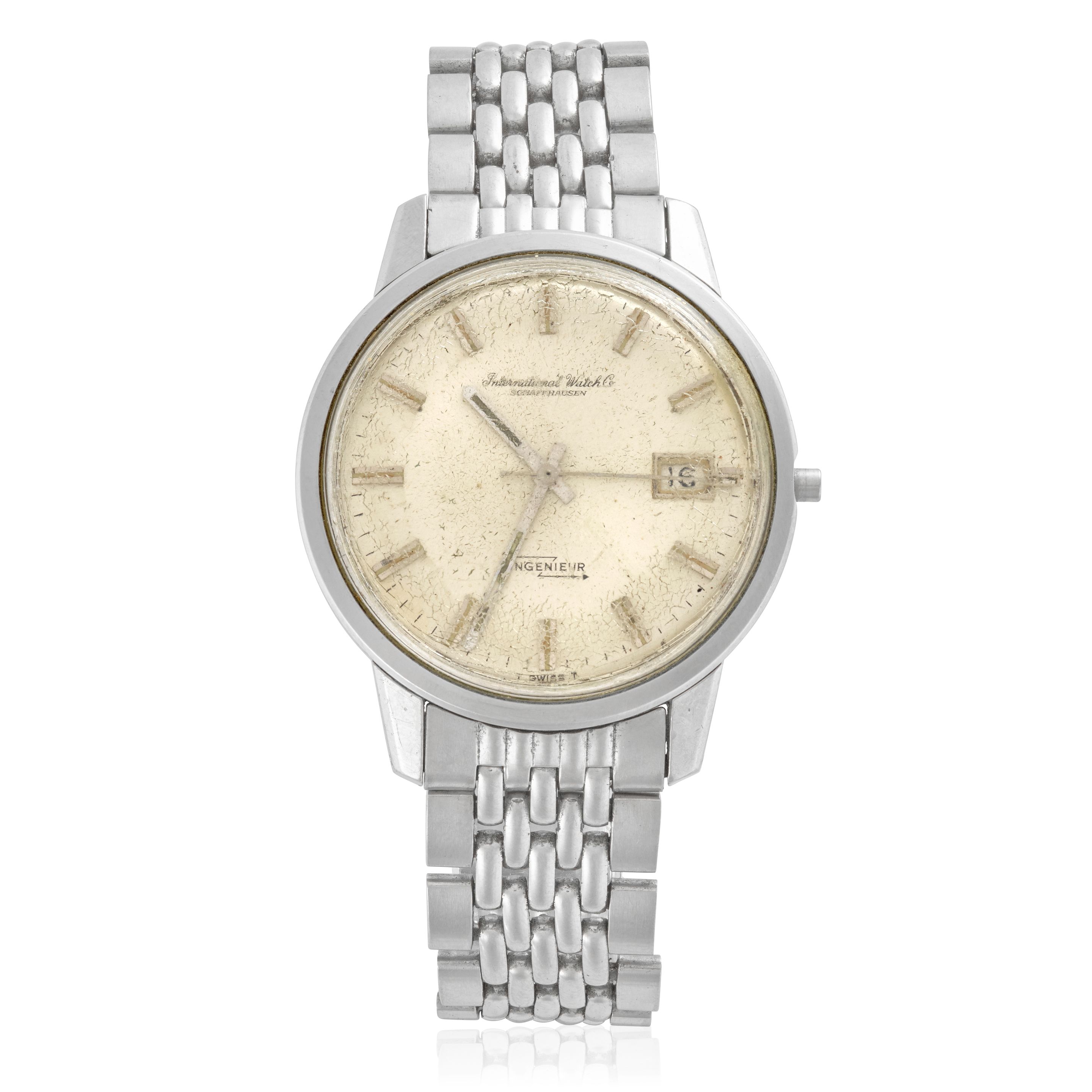 IWC. A STAINLESS STEEL ANTIMAGNETIC AUTOMATIC CALENDAR WATCH Ingenieur, Ref: 866 A, Circa 1965