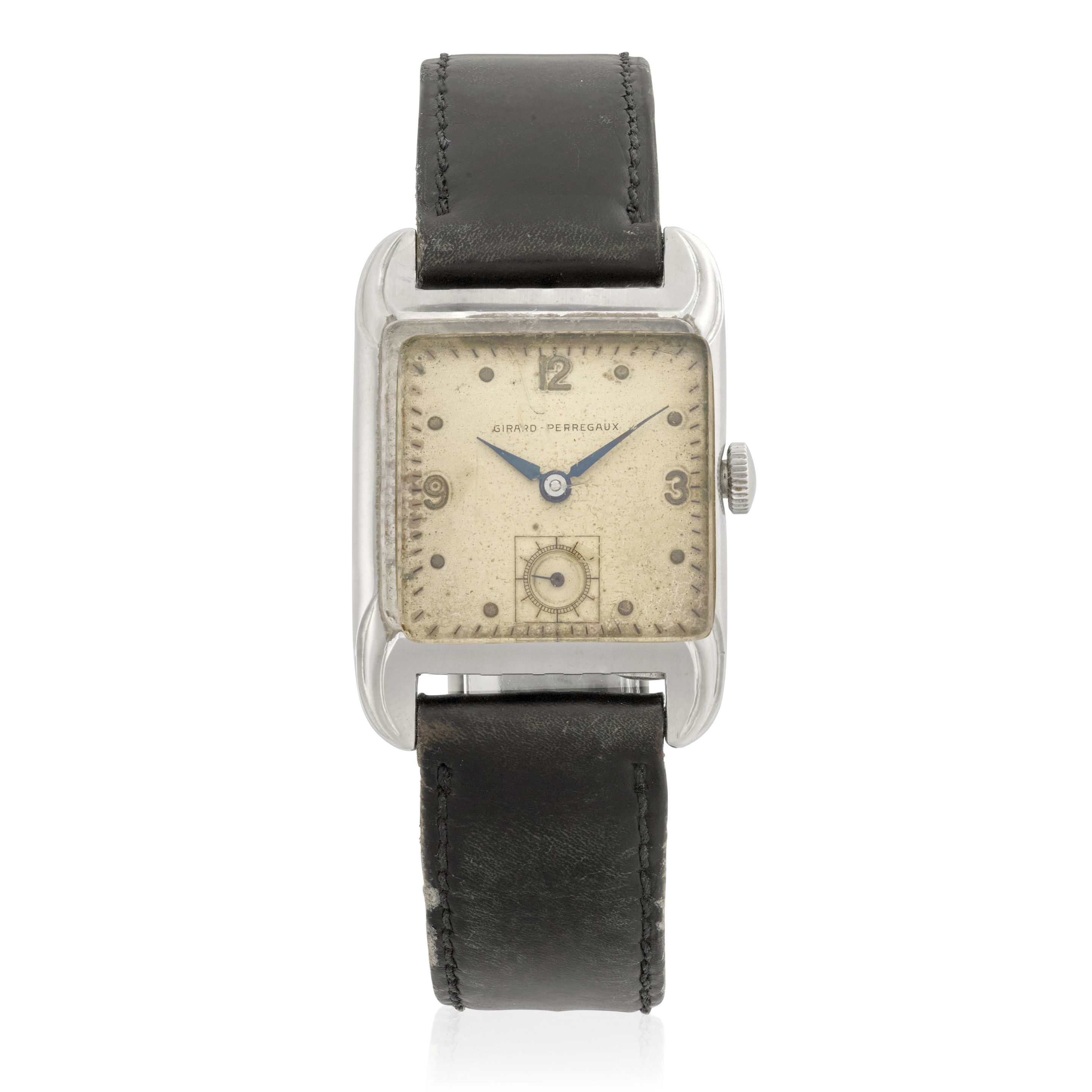 GIRARD PERREGAUX. A STAINLESS STEEL MANUAL WIND WRISTWATCH c. 1950s