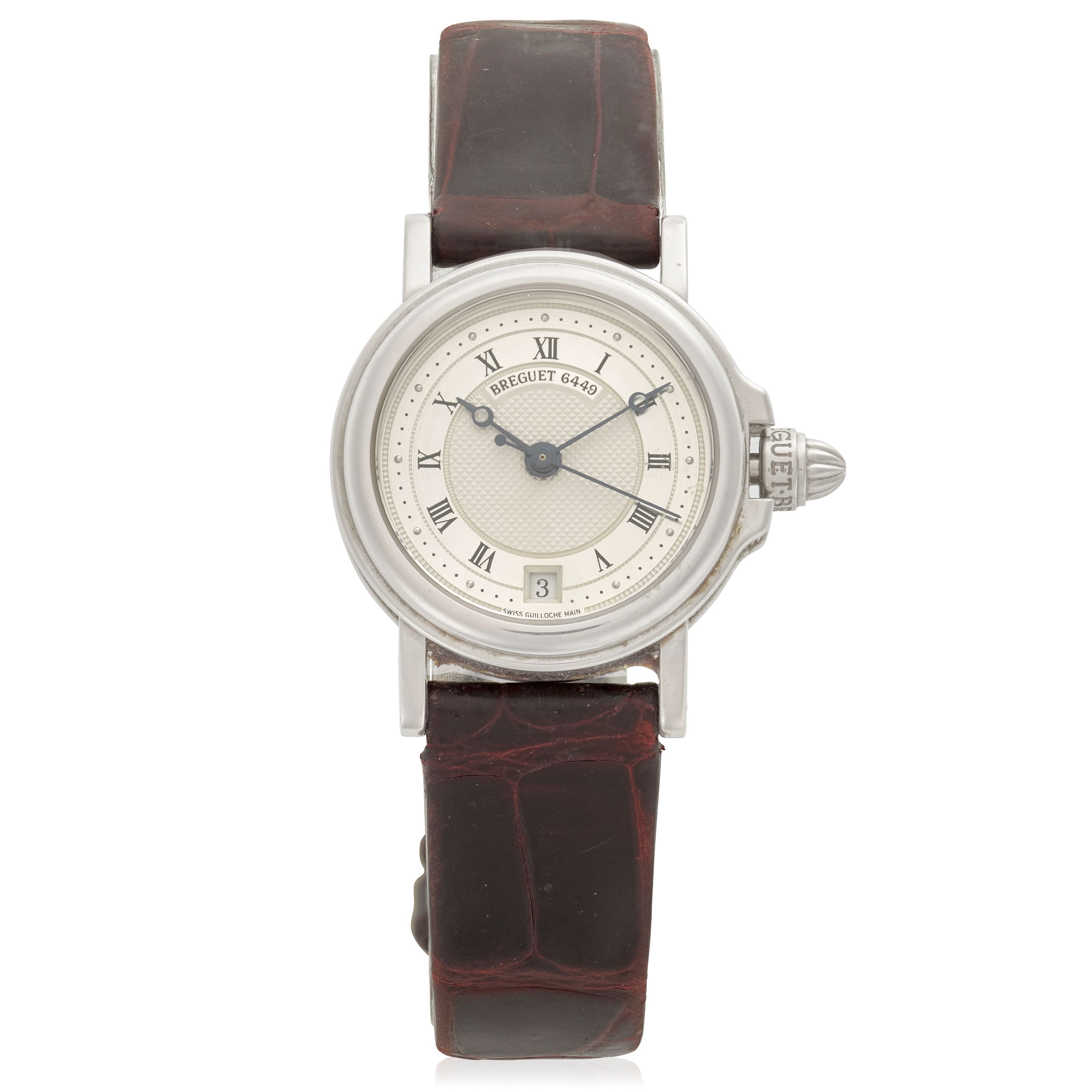 BREGUET. AN 18K WHITE GOLD LADY'S AUTOMATIC CALENDAR WATCH Marine, c.1990s