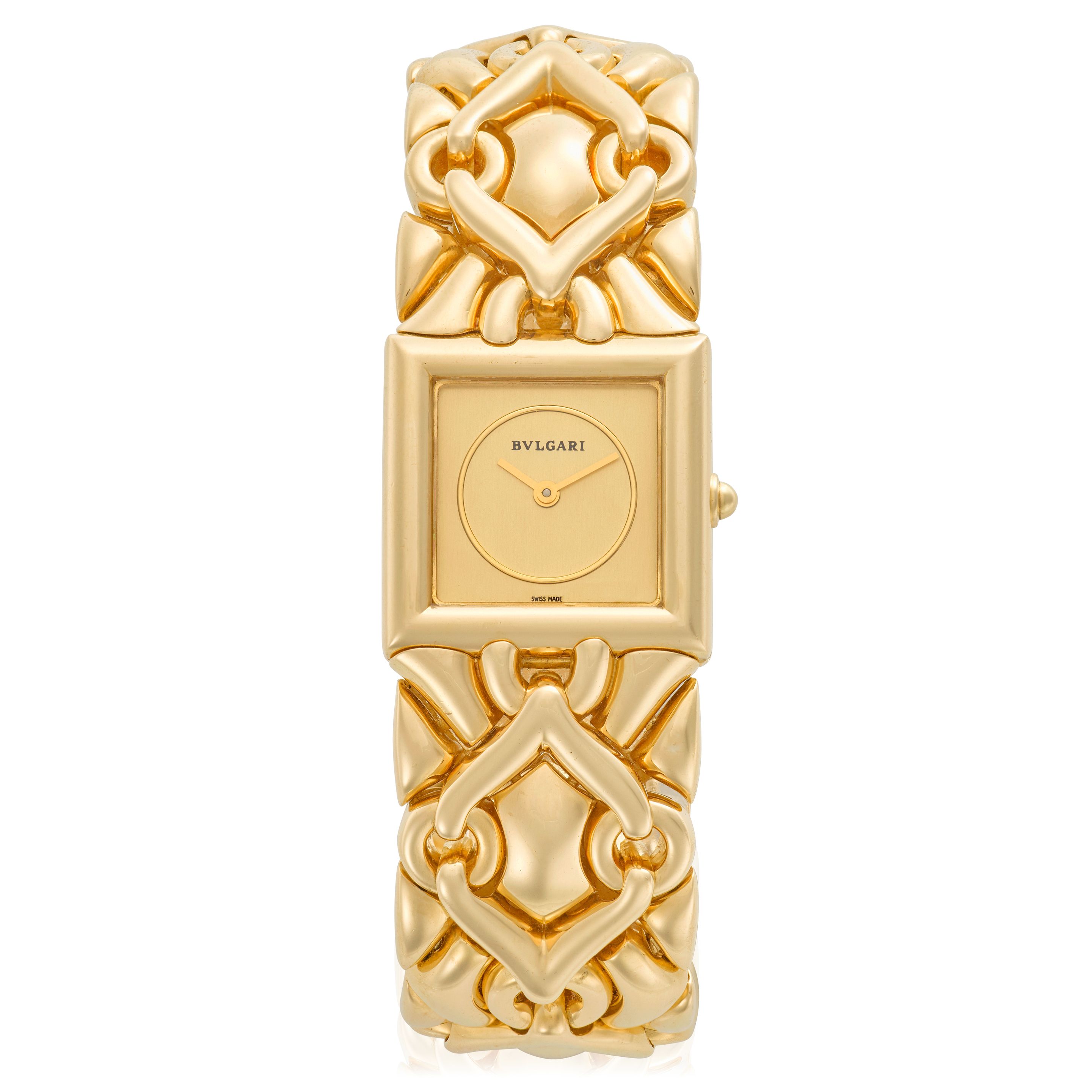 BULGARI. AN 18K GOLD QUARTZ BRACELET WATCH Trika, Ref: BJ 06, 1990's