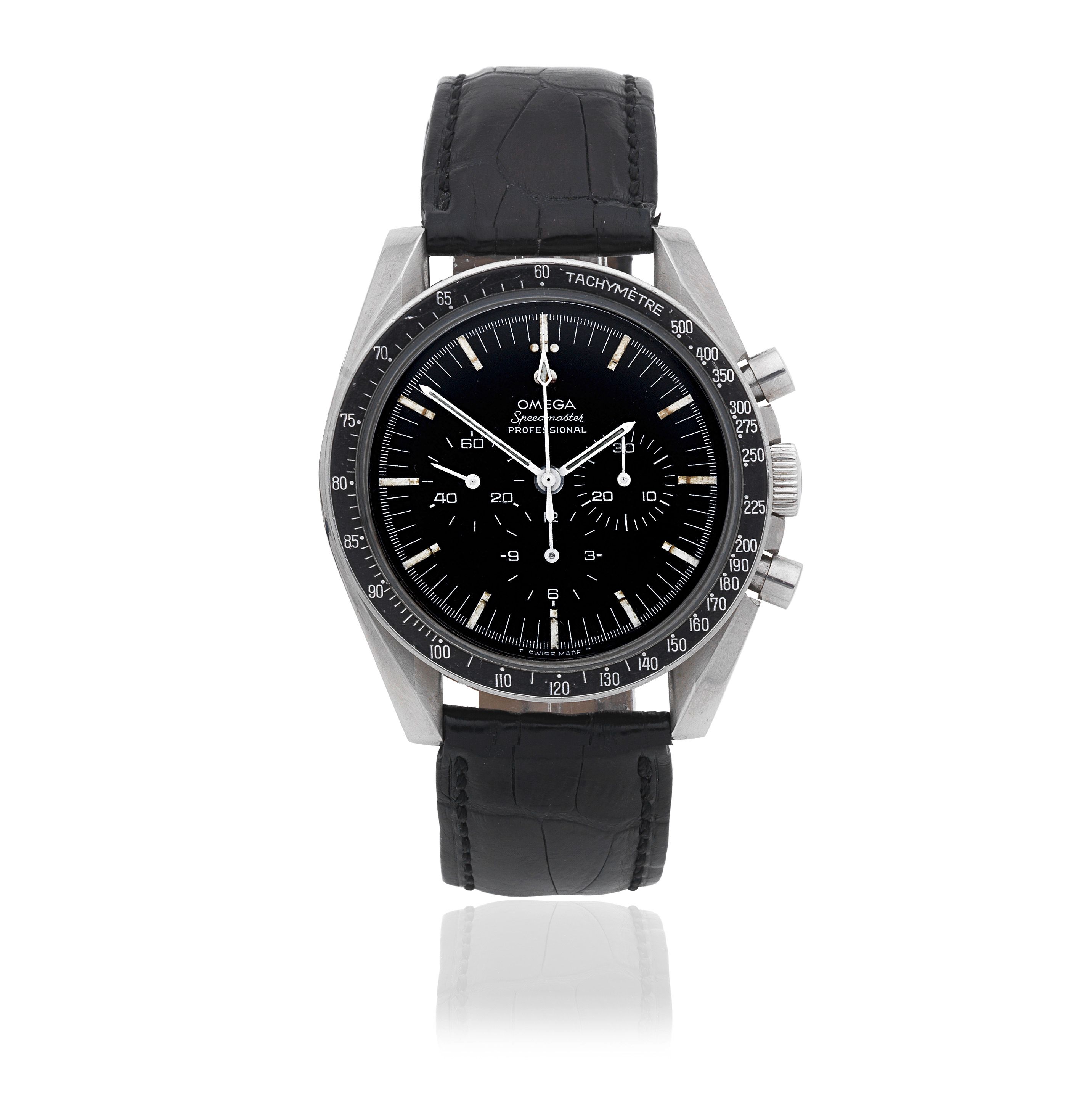 Omega. A stainless steel manual wind chronograph wristwatch Speedmaster Professional, Ref: 105.012-66, Circa 1966