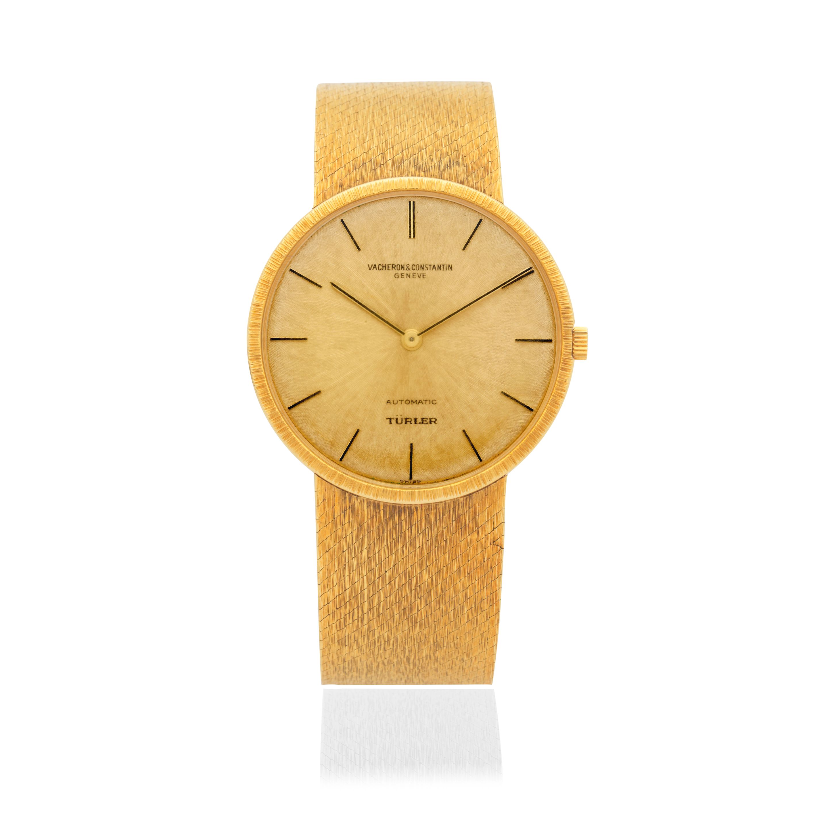 Vacheron & Constantin. An 18K gold automatic bracelet watch retailed by Turler Ref: 7476, Circa 1970