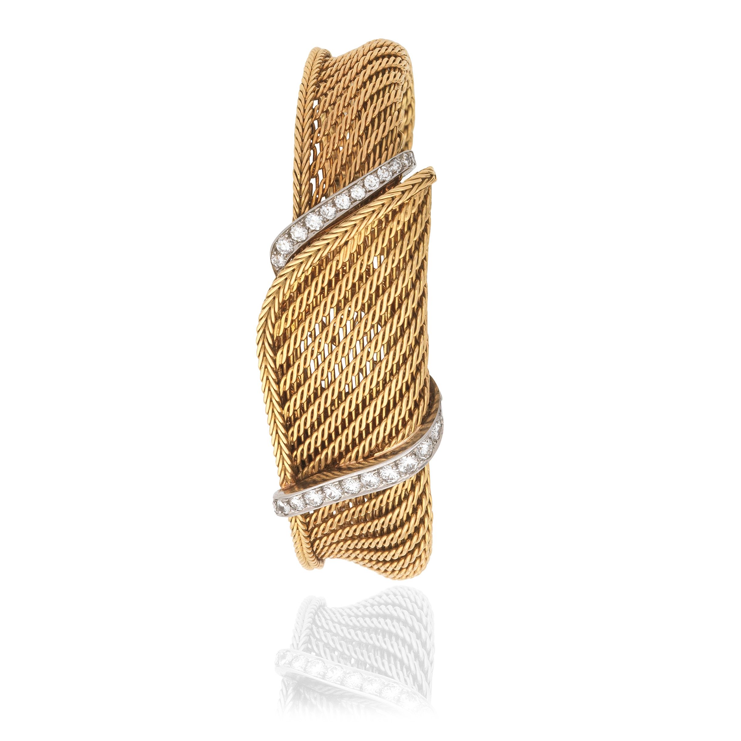 Piaget. An 18K gold diamond set manual wind bracelet watch with concealed dial offered on behalf of the family of the original owner Circa 1950
