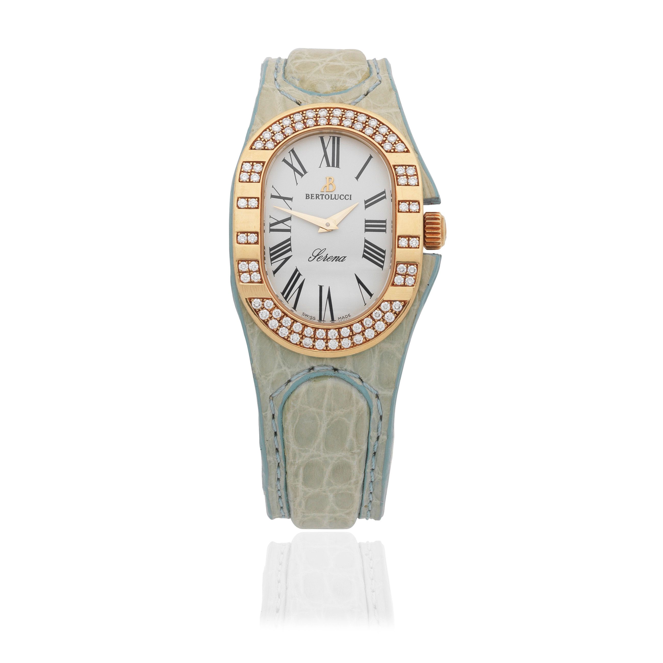 Bertolucci. A lady's 18K gold diamond set quartz wristwatch Serena, Ref: 313 68-174, Circa 2000