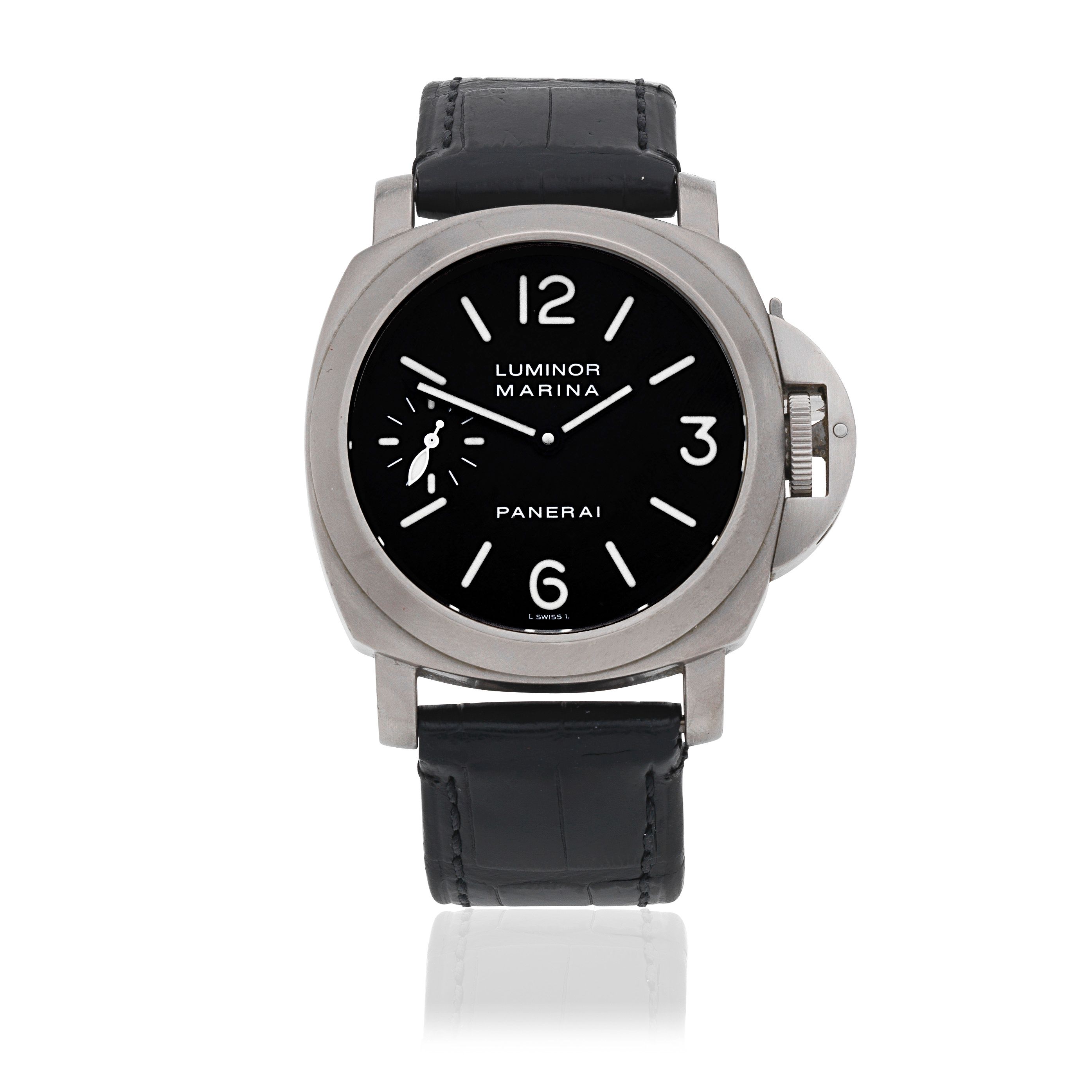 Panerai. A titanium manual wind cushion form wristwatch Luminor Marina, Ref: OP6535, Circa 2000