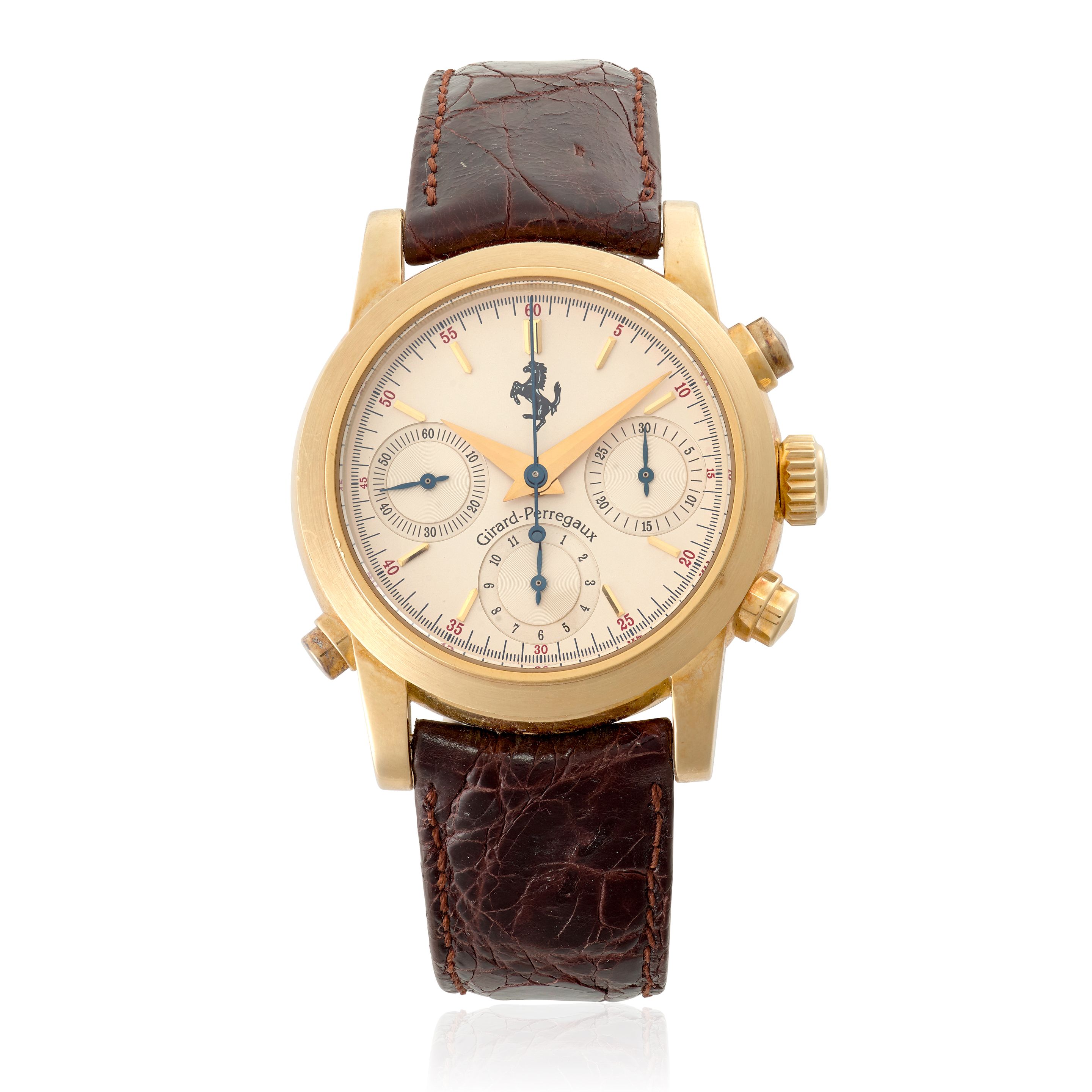 GIRARD-PERREGAUX FOR FERRARI. AN 18K GOLD AUTOMATIC SPLIT SECOND CHRONOGRAPH WRISTWATCHRef: 9015 No. 9, 1990's