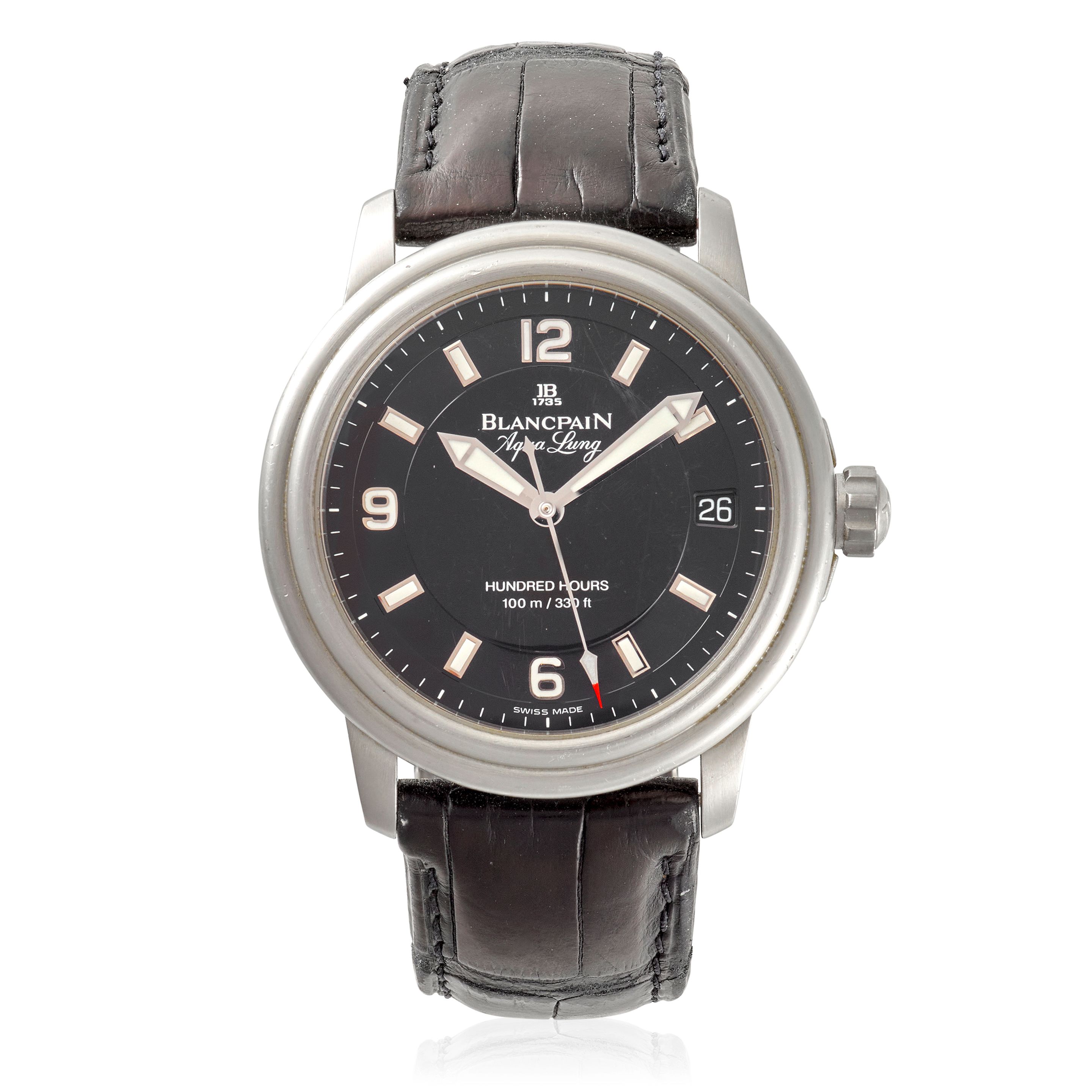 BLANCPAIN. A STAINLESS-STEEL LIMITED EDITION AUTOMATIC CALENDAR WRISTWATCH Aqua Lung, c.1999