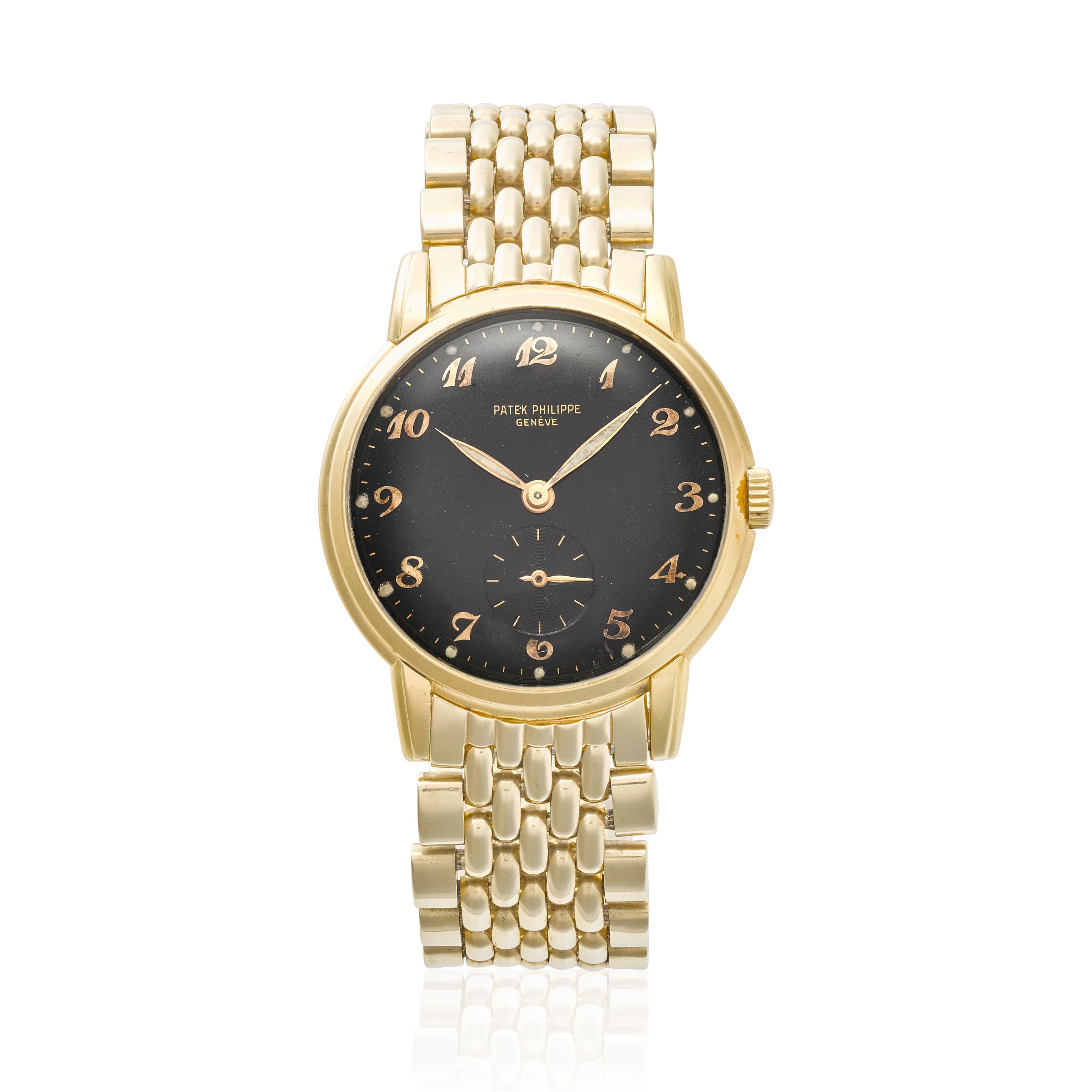 PATEK PHILIPPE. A FINE 18K GOLD MANUAL WIND WRISTWATCH WITH 14K GOLD BRACELETRef: 2484,