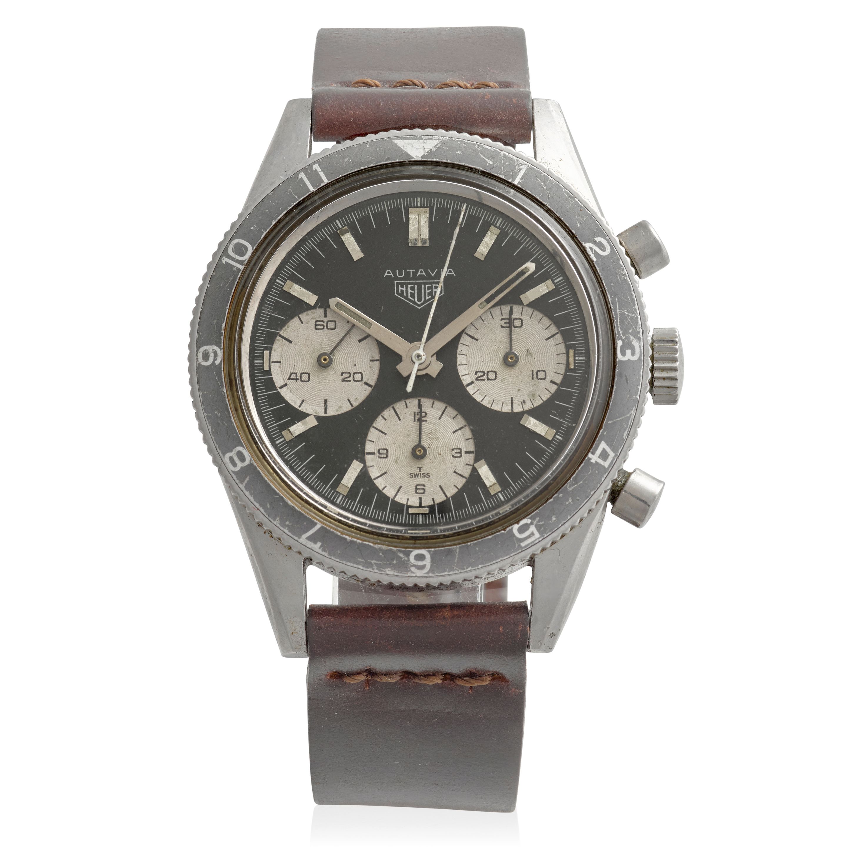 HEUER. A RARE STAINLESS STEEL CHRONOGRAPH WATCH Autavia "Rindt", Ref: 2446, Circa 1969