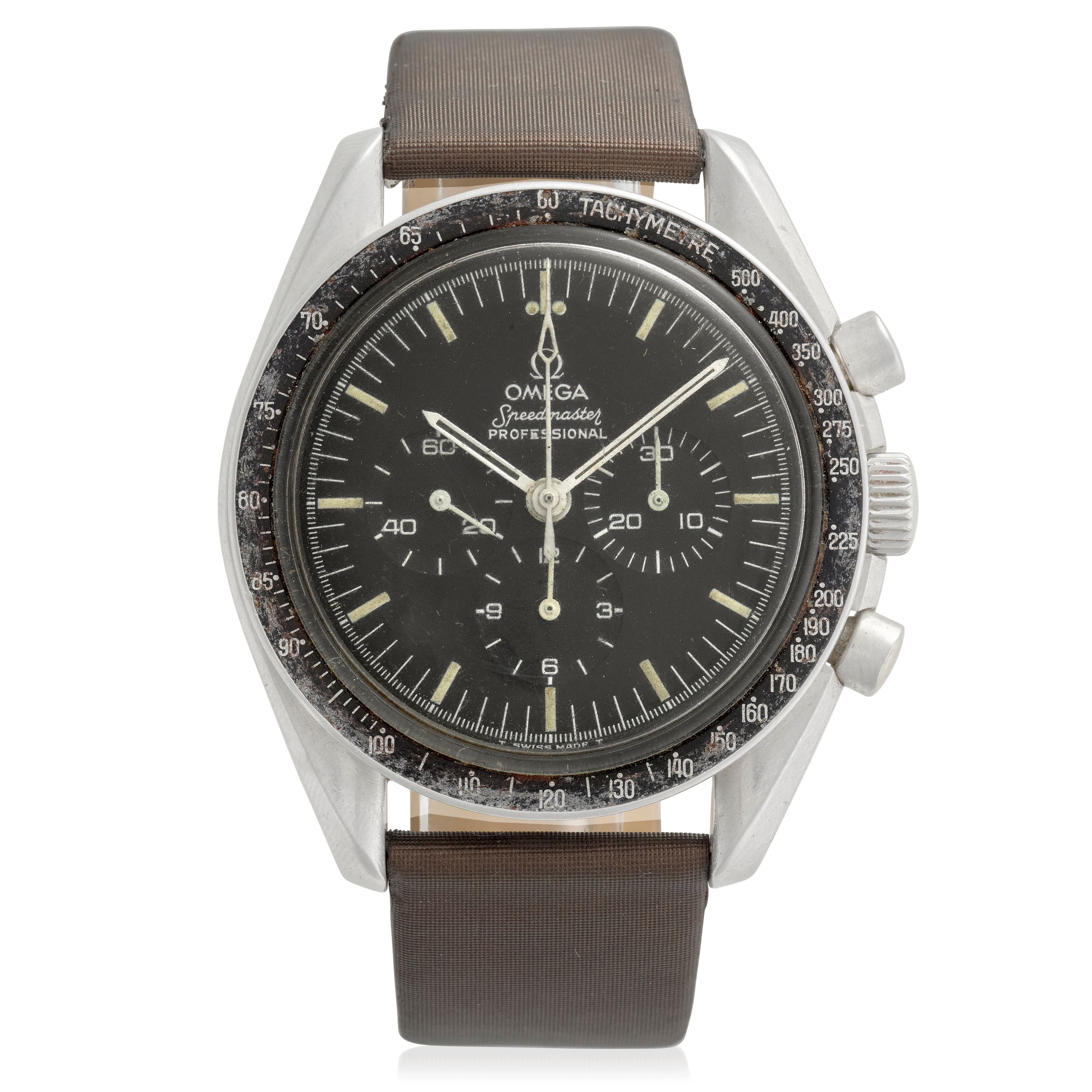 OMEGA. A STAINLESS STEEL MANUAL WIND TACHYMETER CHRONOGRAPH WRISTWATCH Speedmaster Professional , Ref: ST 145.022, 1980's