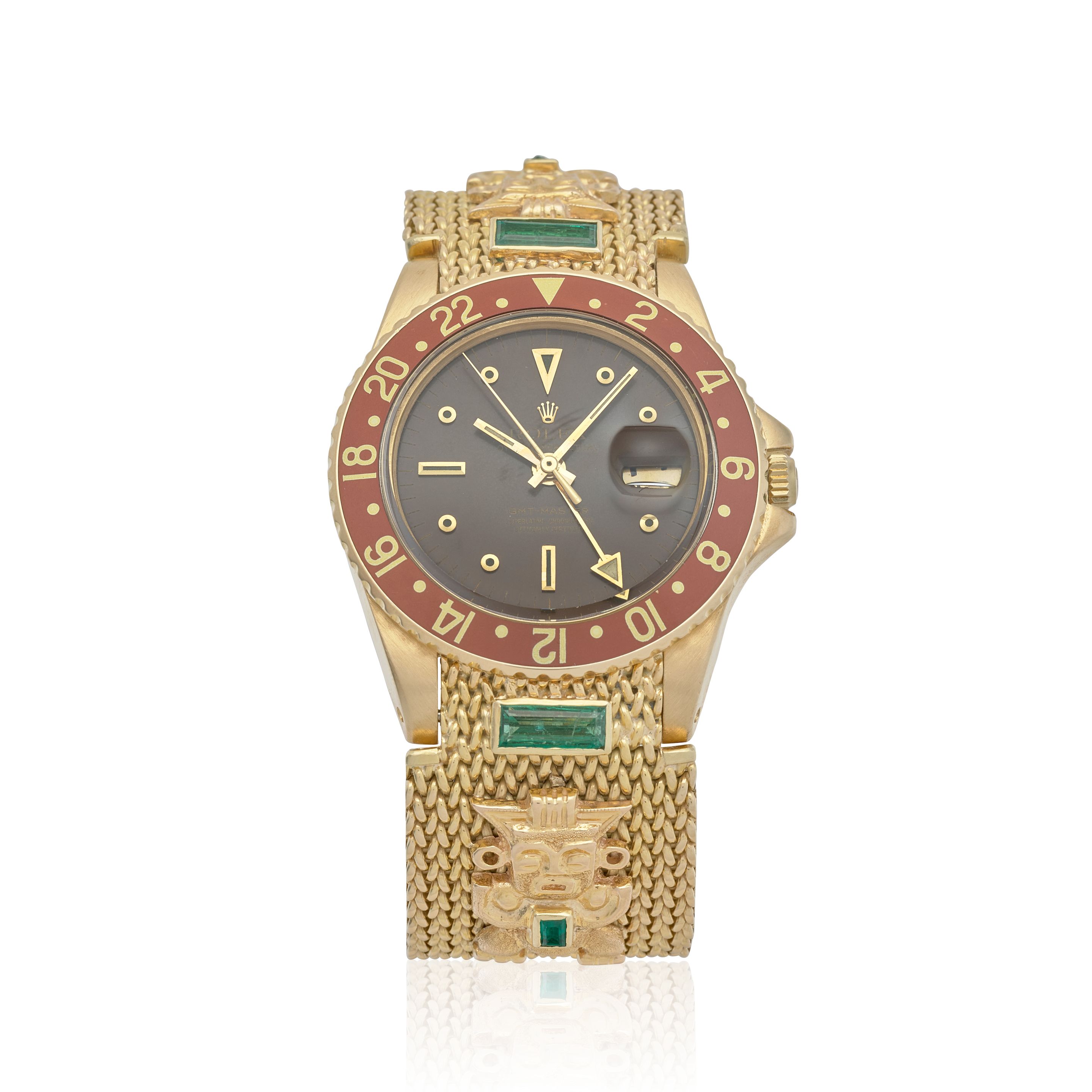 ROLEX. AN 18K GOLD AUTOMATIC CALENDAR WRISTWATCH WITH GMT FUNCTION GMT Master, Ref: 1675, c.1967