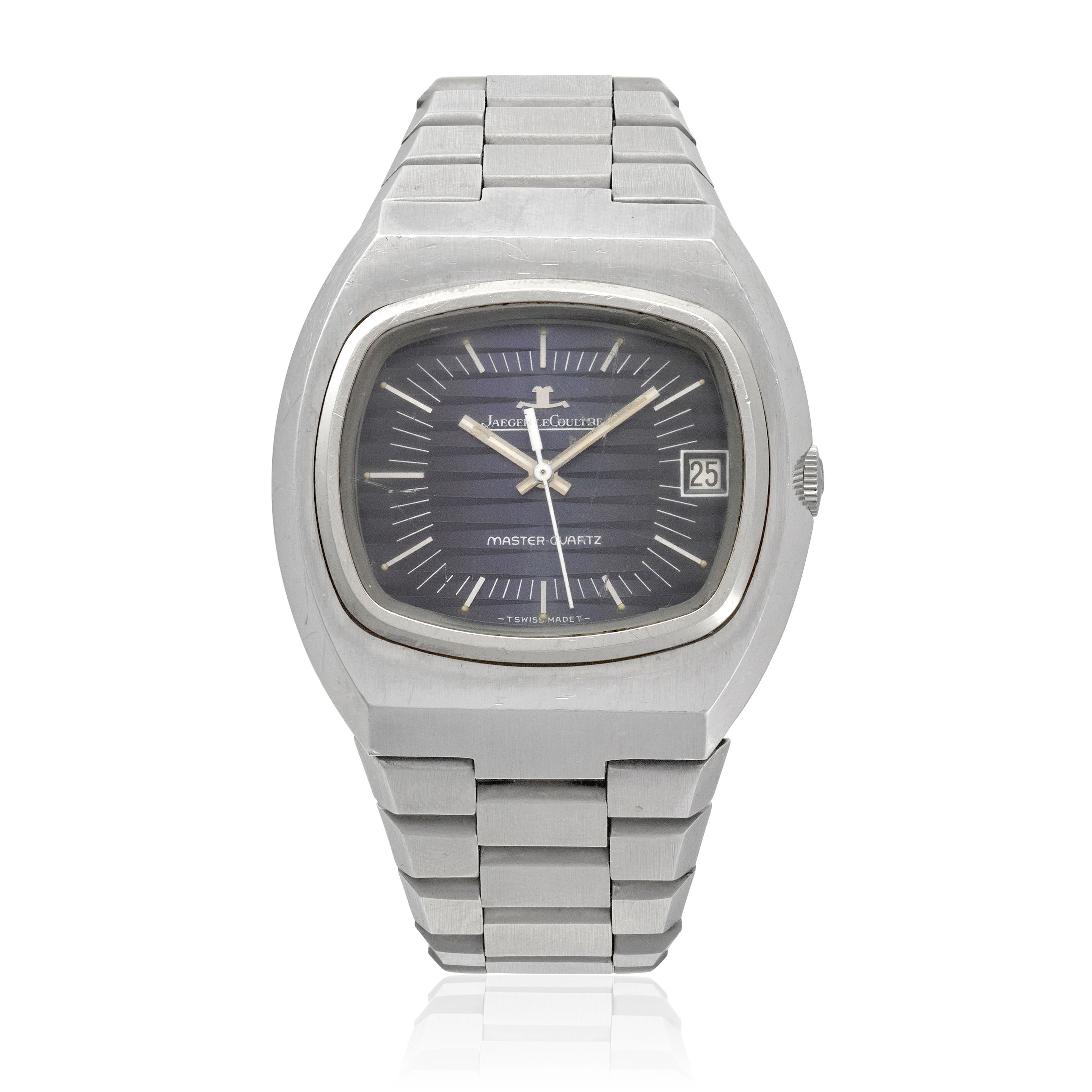JAEGER LECOULTRE. A STAINLESS-STEEL CALENDAR BRACELET WATCH Master-Quartz, Ref: 23302-42, c.1970s