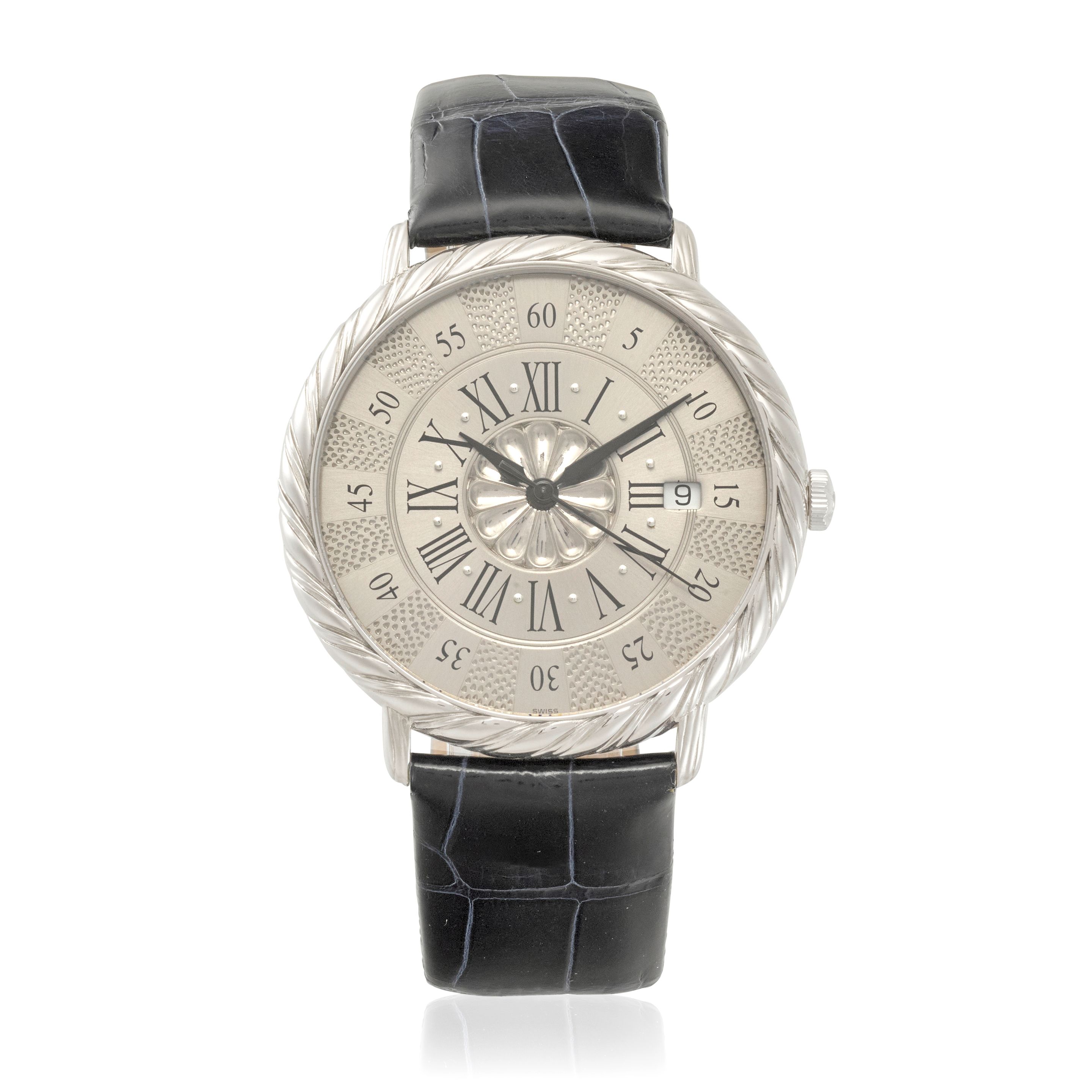 BUCCELLATI. AN 18K WHITE GOLD AUTOMATIC CALENDAR WRISTWATCH Audachron, Ref: 5211,
