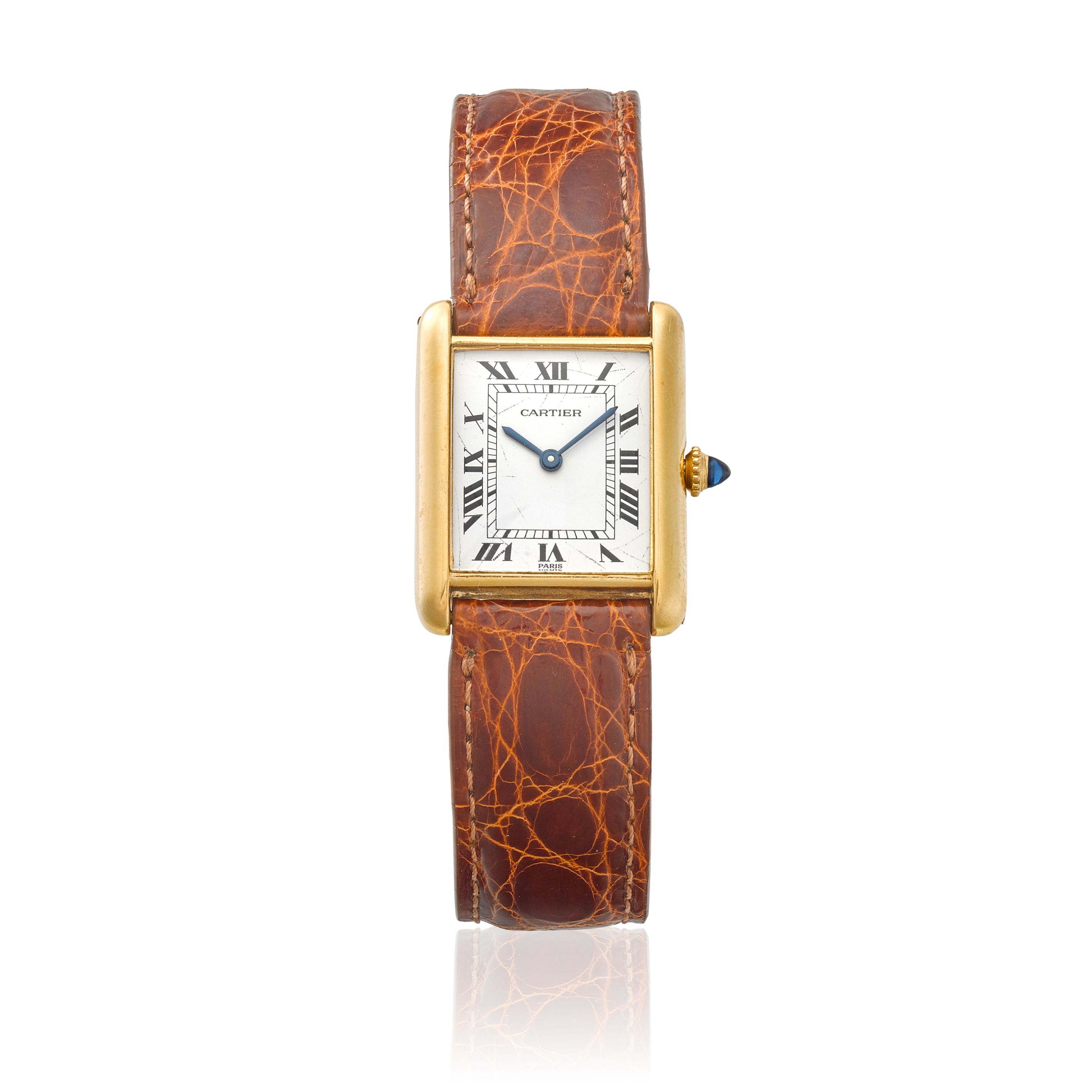 CARTIER. AN 18K GOLD MANUAL WIND WRISTWATCH Louis Tank,