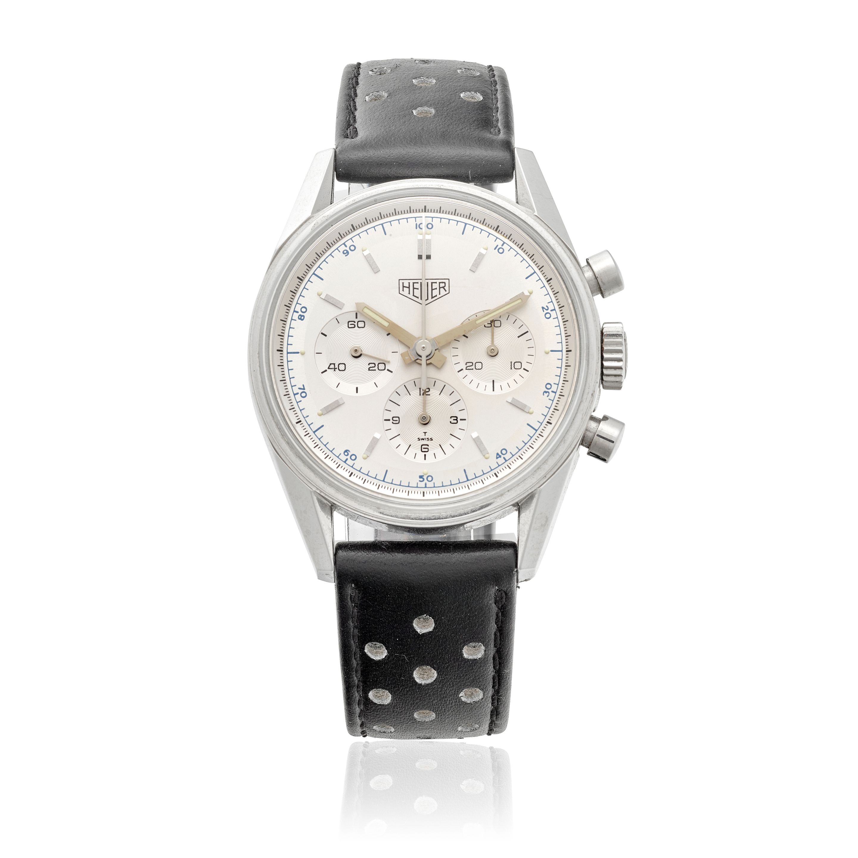 HEUER. A STAINLESS STEEL MANUAL WIND CHRONOGRAPH WRISTWATCH 1964 Heuer Carrera Re-Edition, Ref: CS3110, c.2010s
