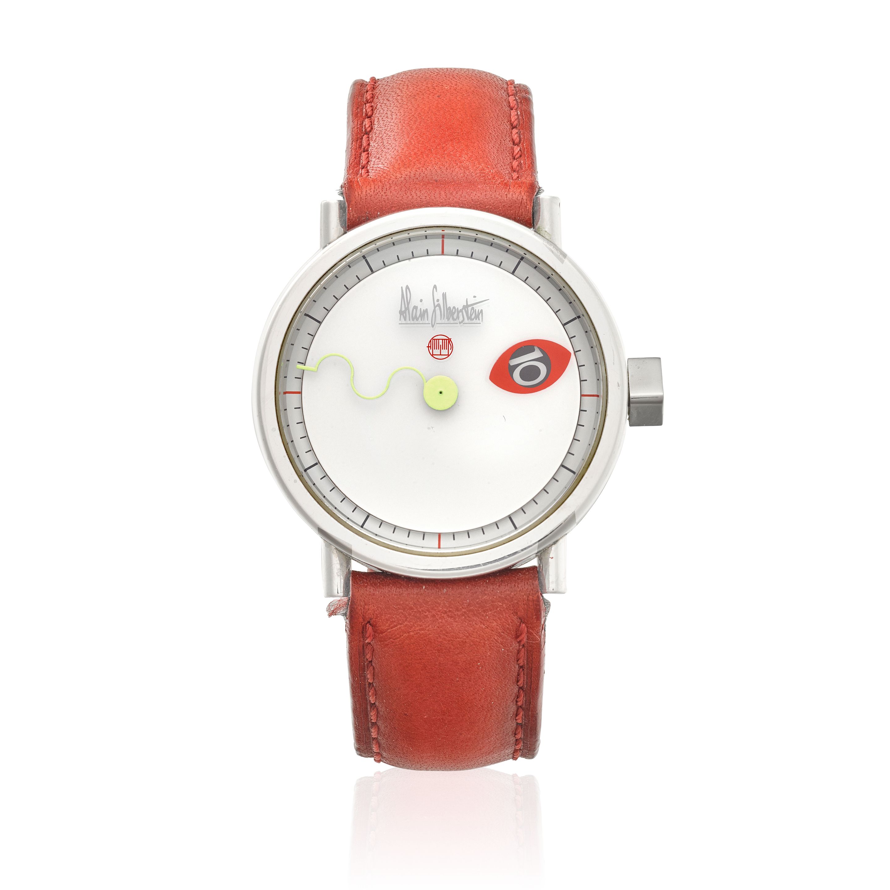 ALAIN SILBERSTEIN. AN UNUSUAL STAINLESS-STEEL AUTOMATIC WANDERING HOUR WRISTWATCH Cyclope, c.1993