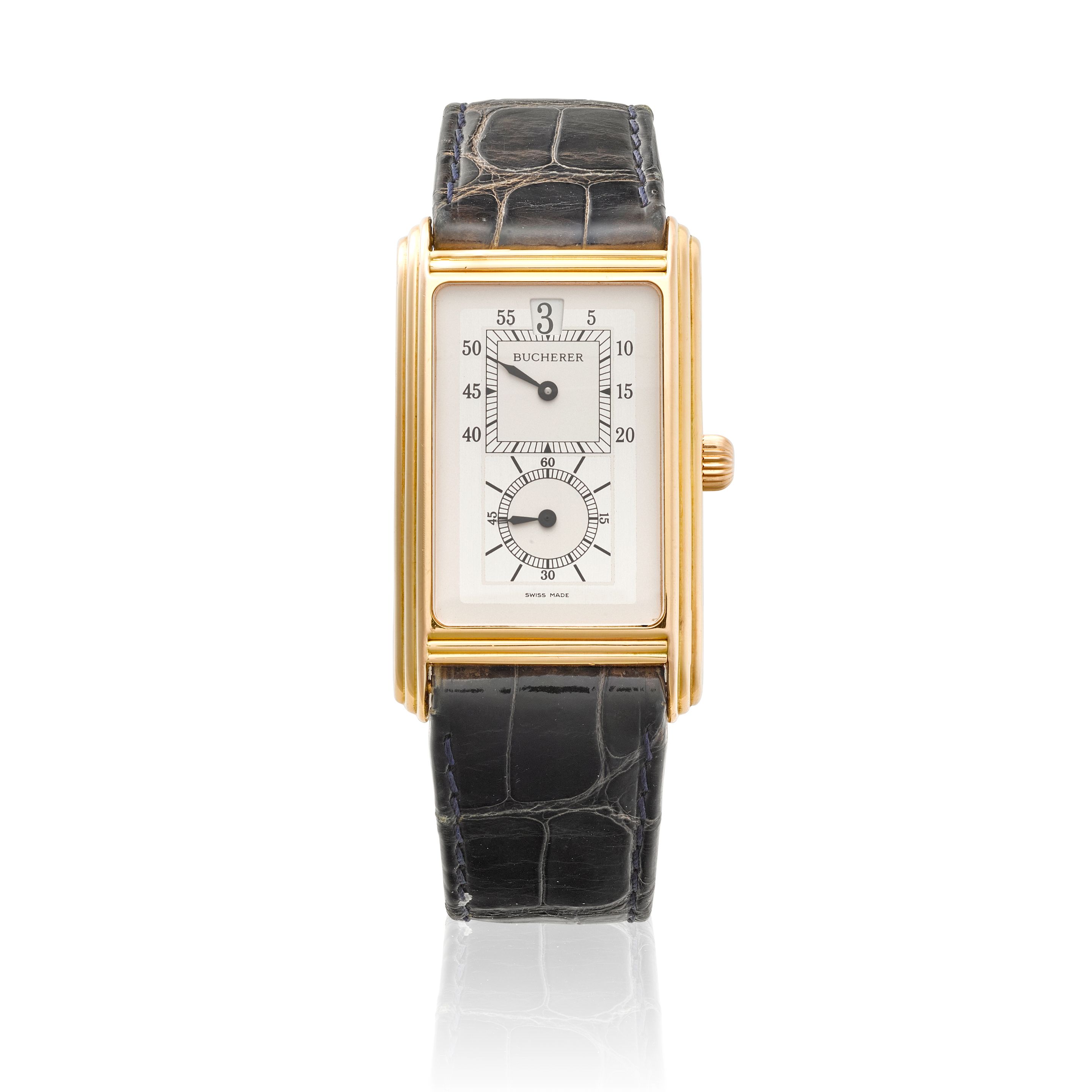BUCHERER. AN 18K GOLD MANUAL WIND JUMP HOUR WRISTWATCH Archimedes, Ref: 1727-001, c.1990s