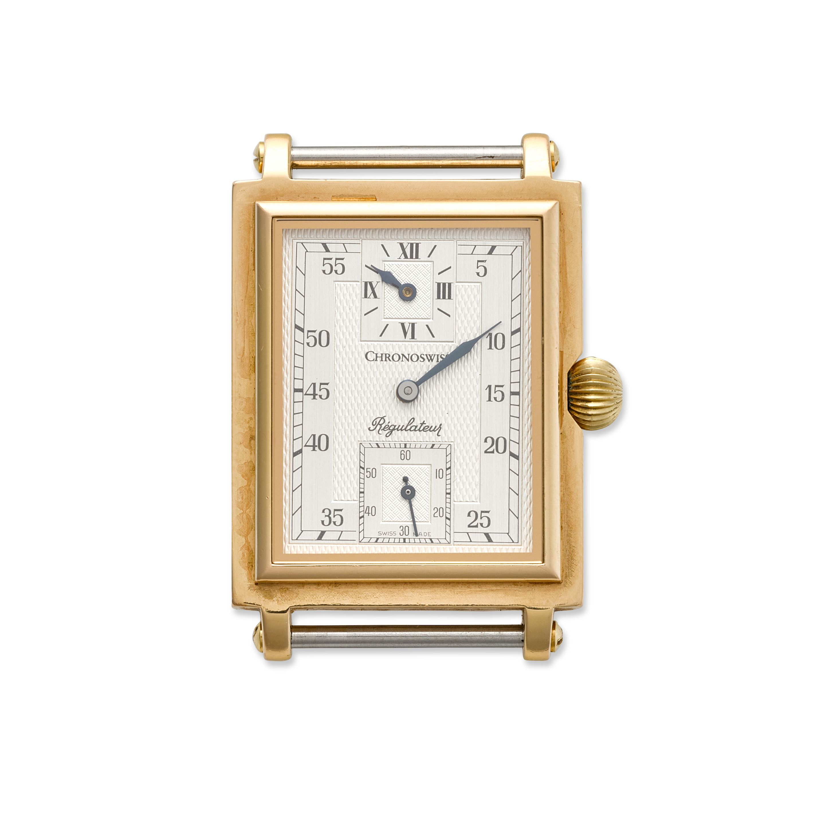 CHRONOSWISS. AN 18K GOLD MANUAL WIND WRISTWATCH WITH REGULATOR DIAL Regulateur, Ref: CH-2951,