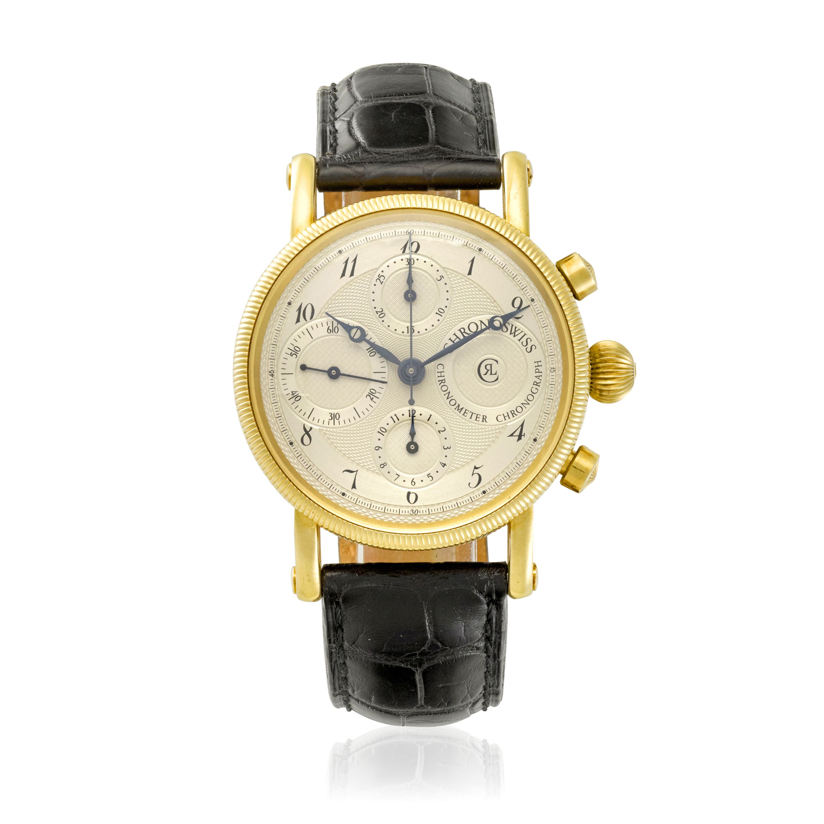 CHRONOSWISS. AN 18K GOLD AUTOMATIC CHRONOGRAPH WRISTWATCH Chronometer Chronograph, Ref: CH7521, c.1990s