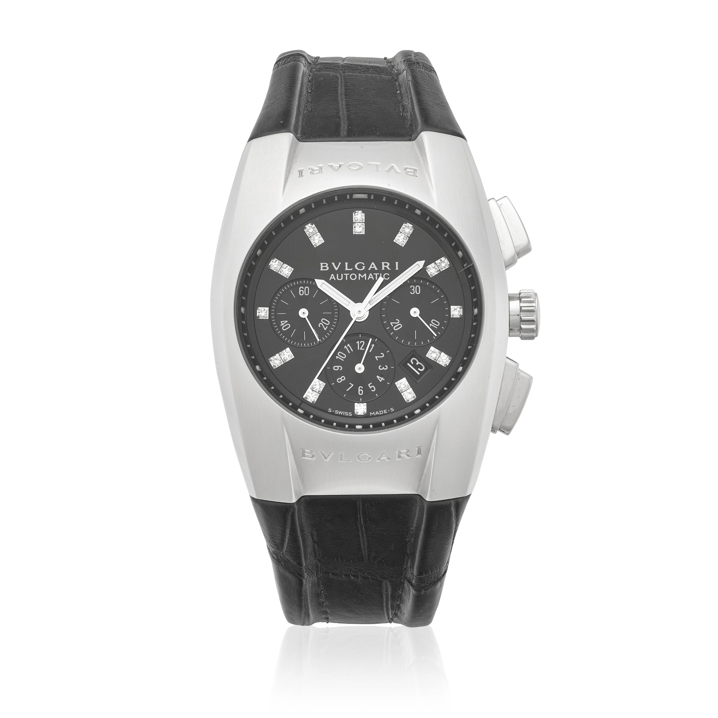 BULGARI. A STAINLESS-STEEL AUTOMATIC CALENDAR WRISTWATCH Ergon, Ref: EG 35 S CH,