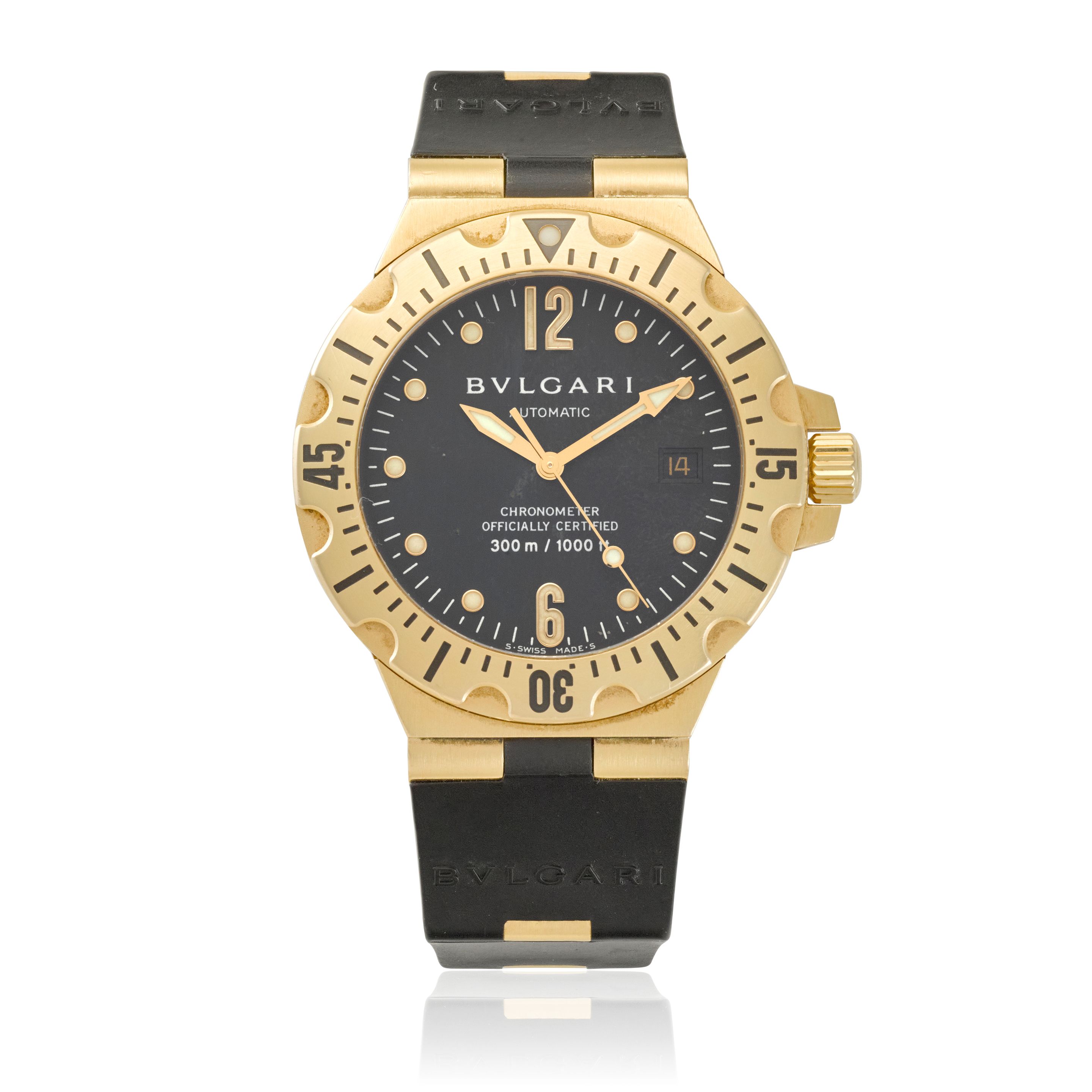 BULGARI. AN 18K GOLD AUTOMATIC CALENDAR WRISTWATCH Diagono, Ref: SD 40 G, c.2000s