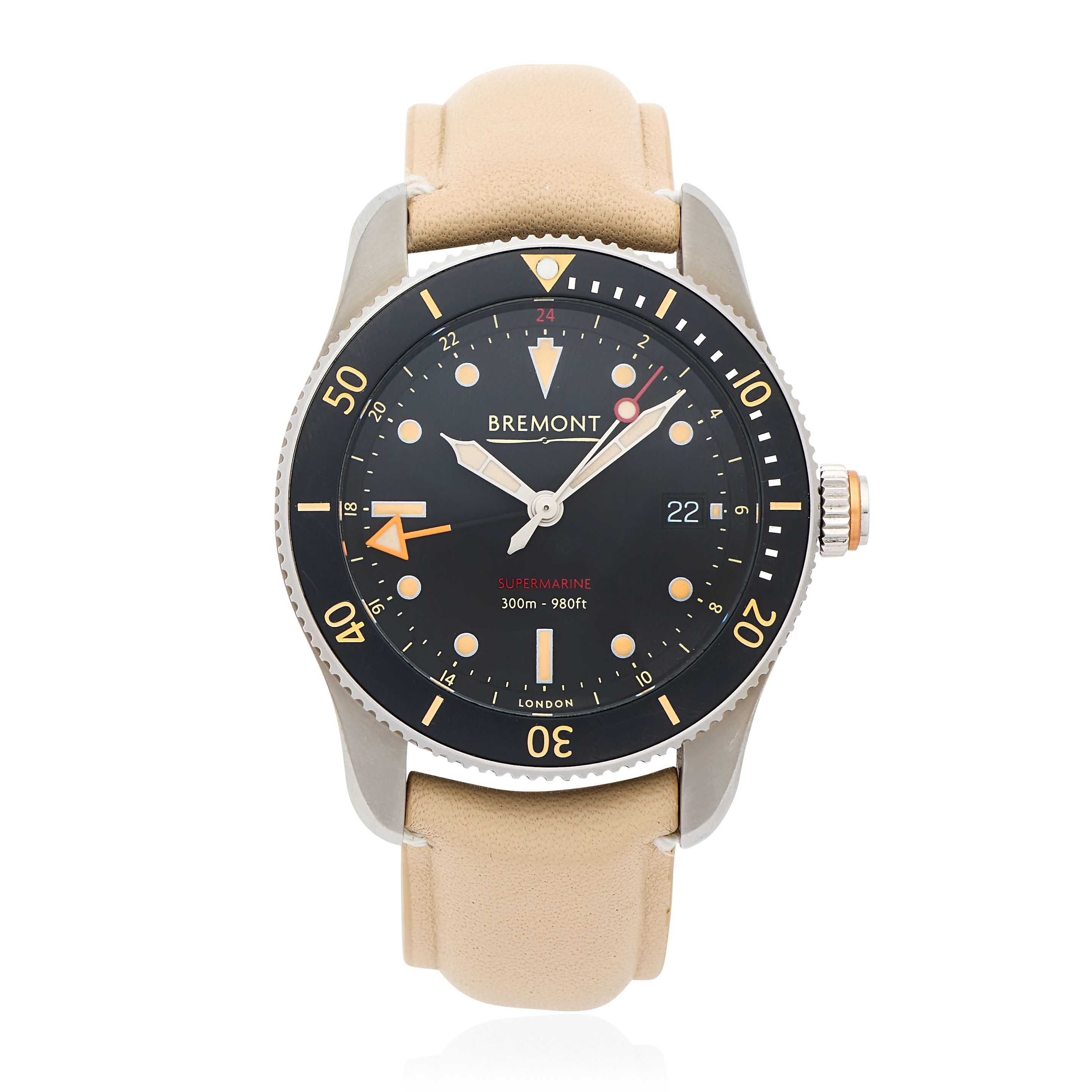 Bremont. A stainless steel automatic calendar wristwatch with dual time zone Supermarine, Purchased 24th November 2021