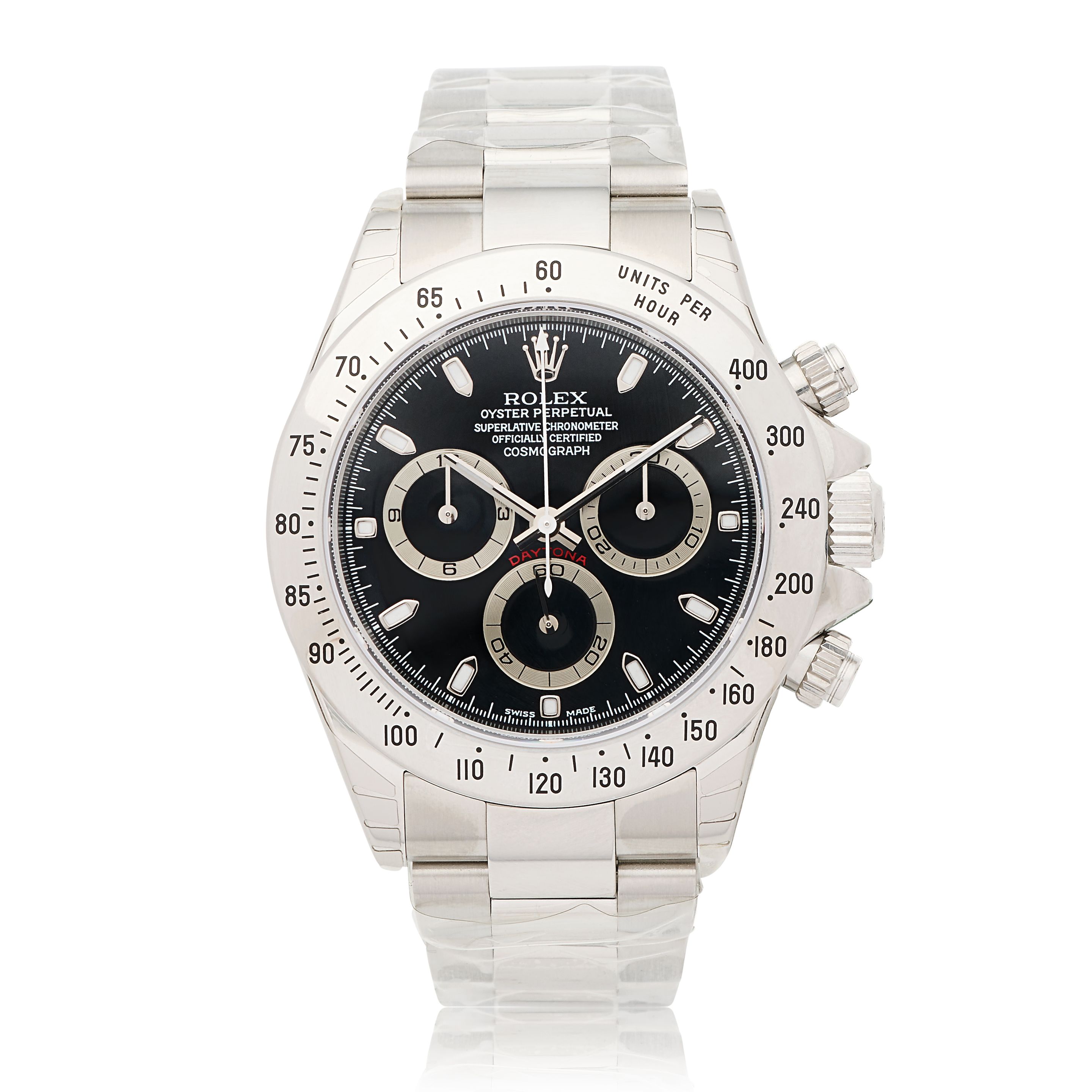 Rolex. A stainless steel automatic chronograph bracelet watch Cosmograph Daytona, Ref: 116520, Purchased 18th May 2002