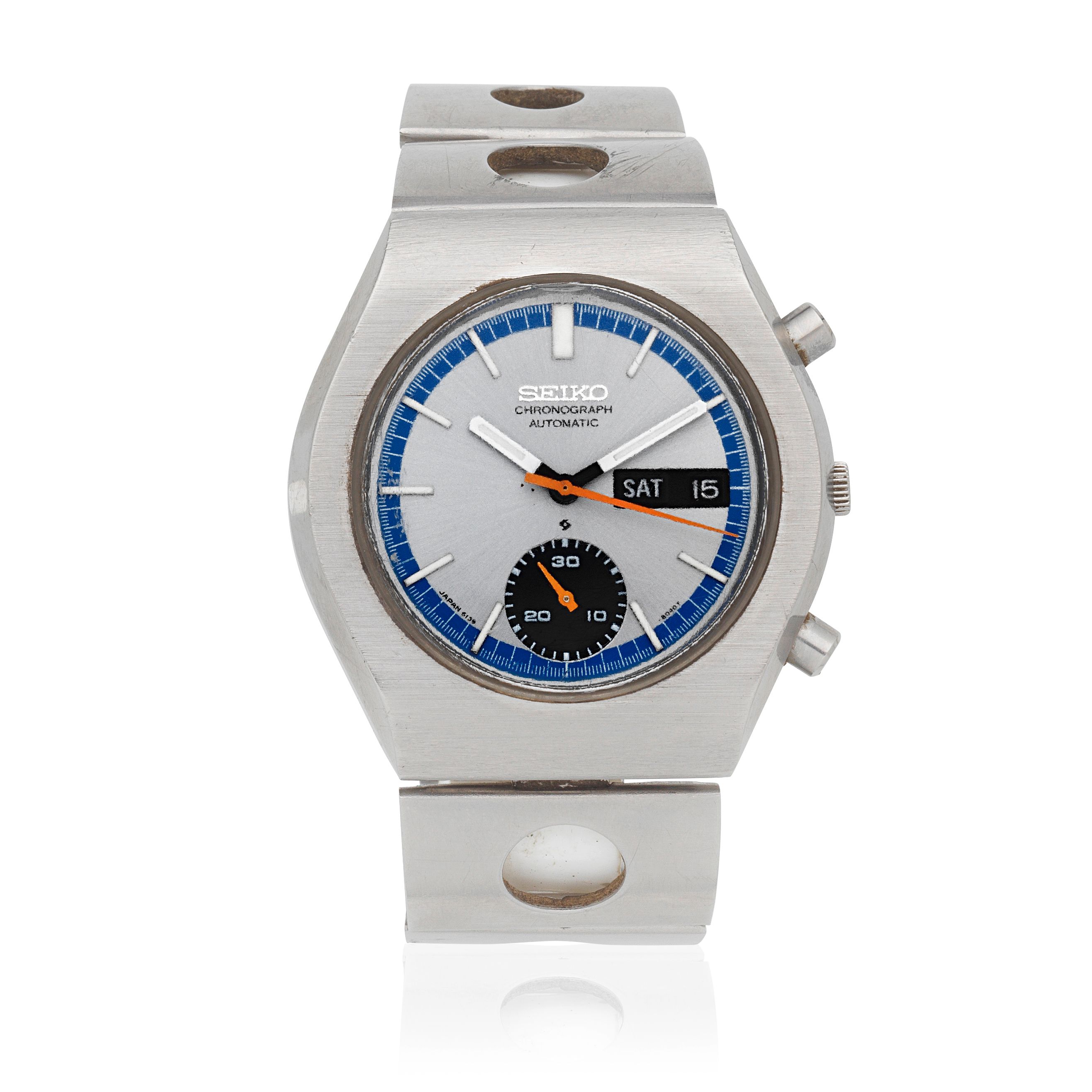Seiko. A stainless steel automatic calendar chronograph bracelet watch Ref: 6139-8020, Circa 1970