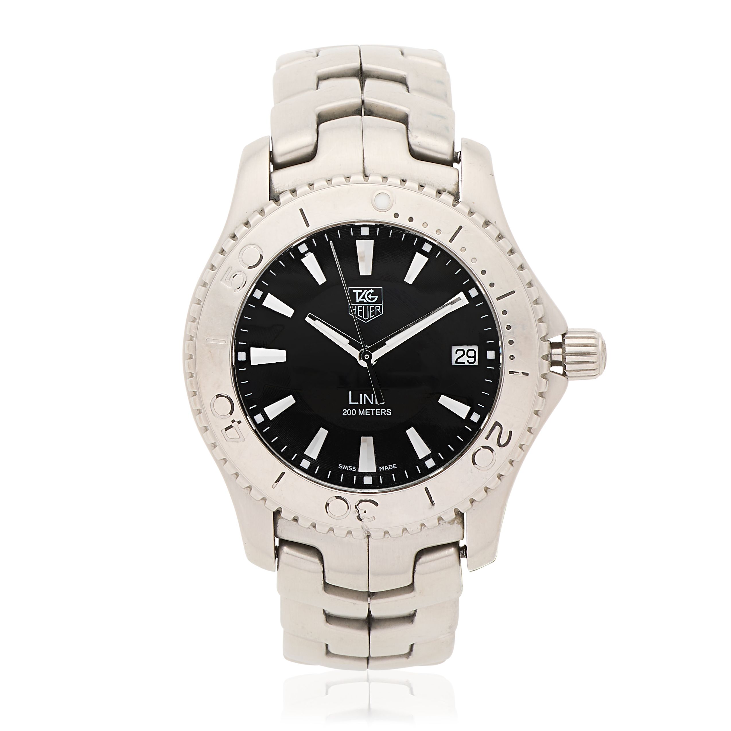 TAG Heuer. A stainless steel quartz calendar bracelet watch Link, Circa 2000