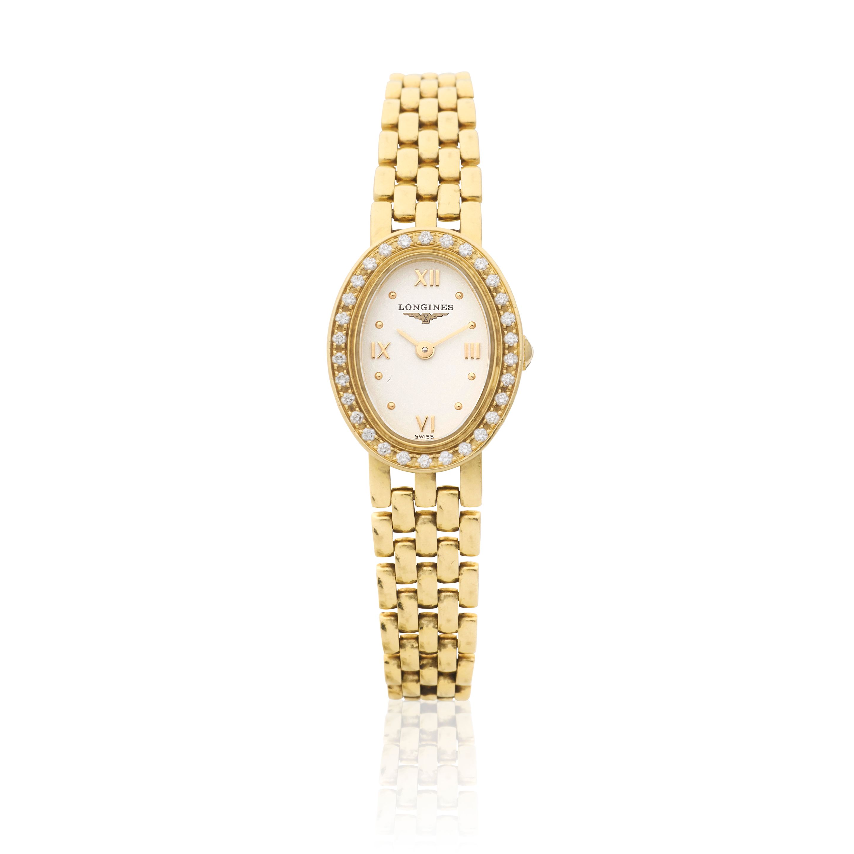 Longines. A lady's 18K gold and diamond set quartz bracelet watch Ref: L61107, Circa 2005