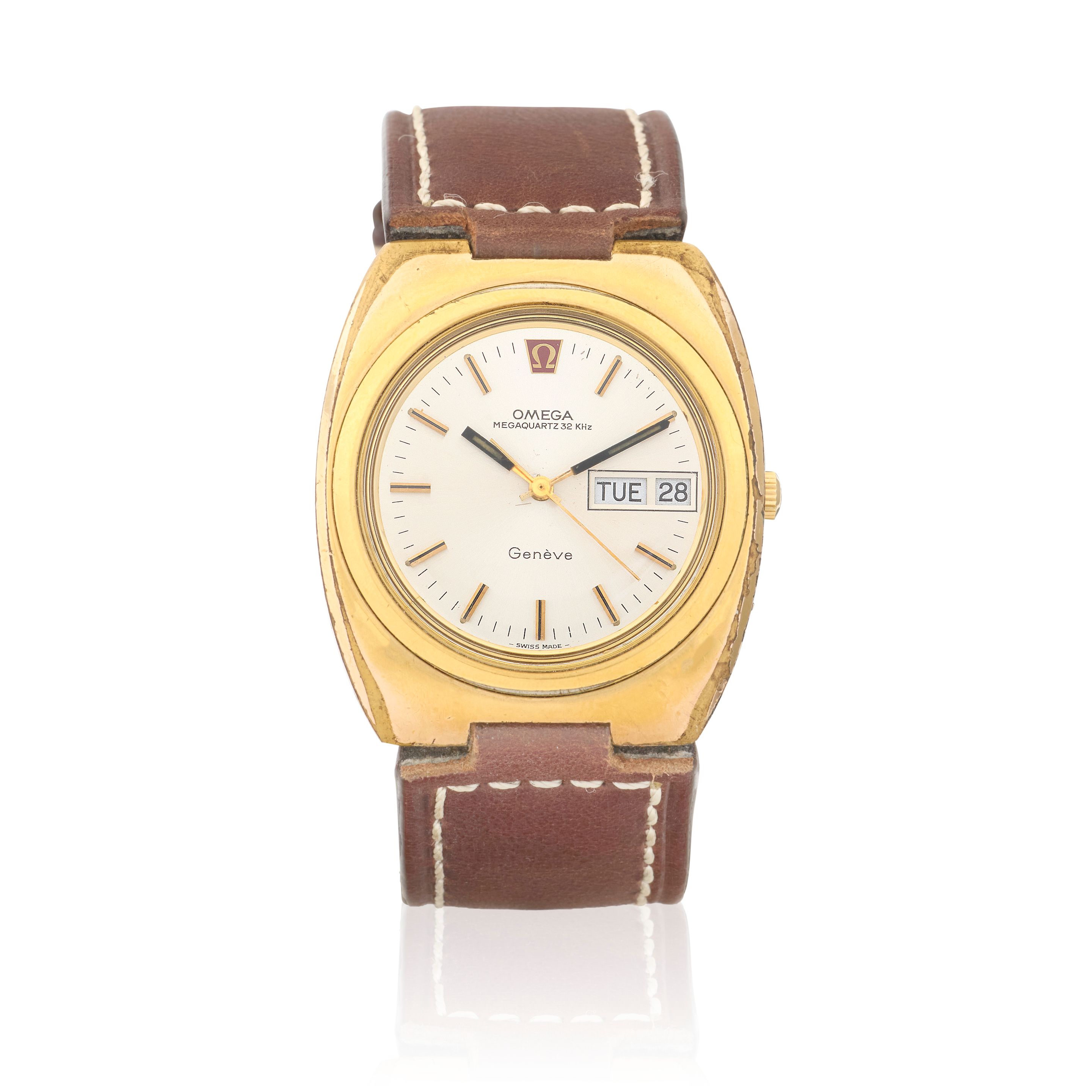 Omega. A gold plated quartz calendar wristwatch Megaquartz, Ref: 196.0033 , Circa 1970