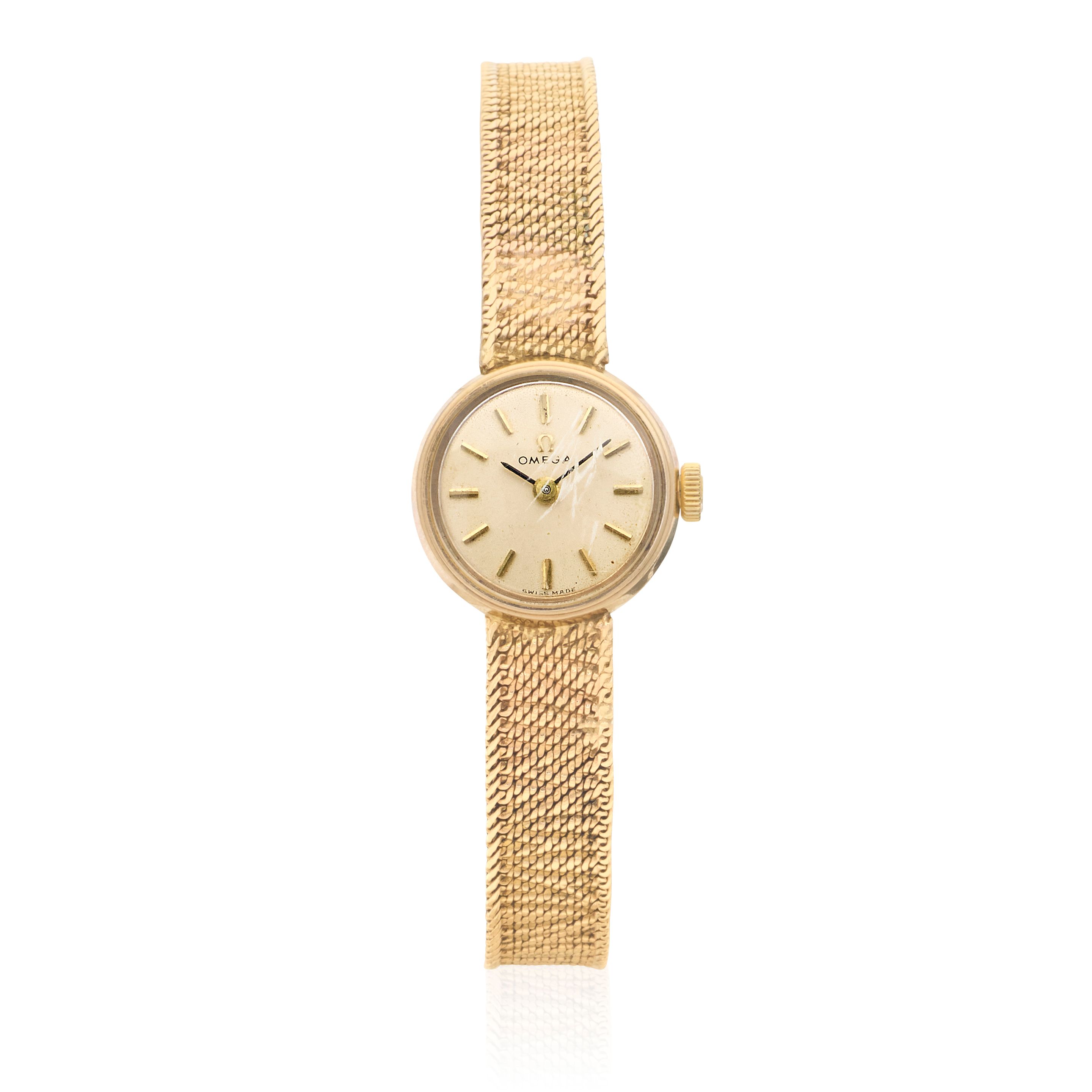 Omega. A lady's 9K gold manual wind bracelet watch London Hallmark for 1968