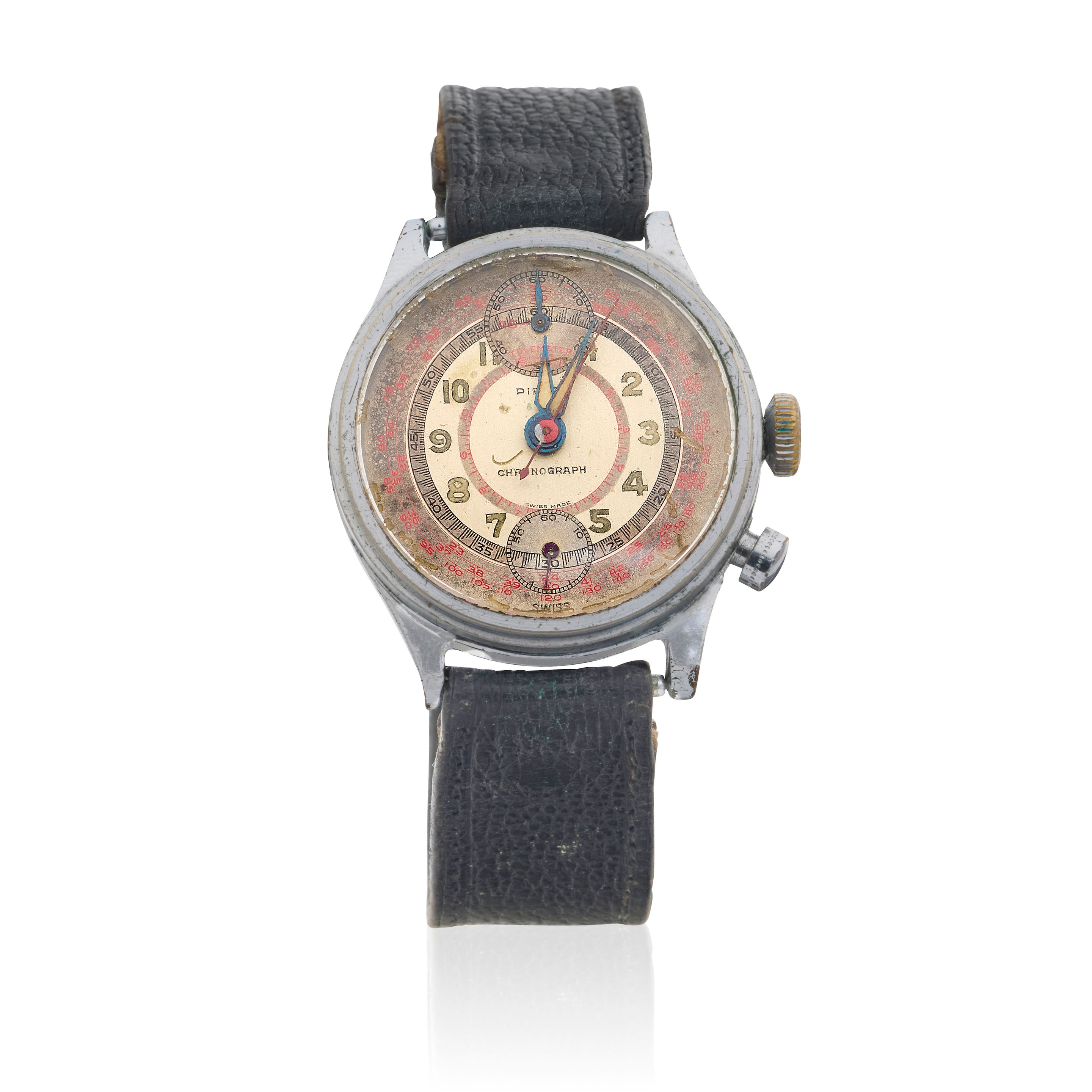 Pierce. A chrome plated manual wind single button chronograph wristwatch Circa 1940