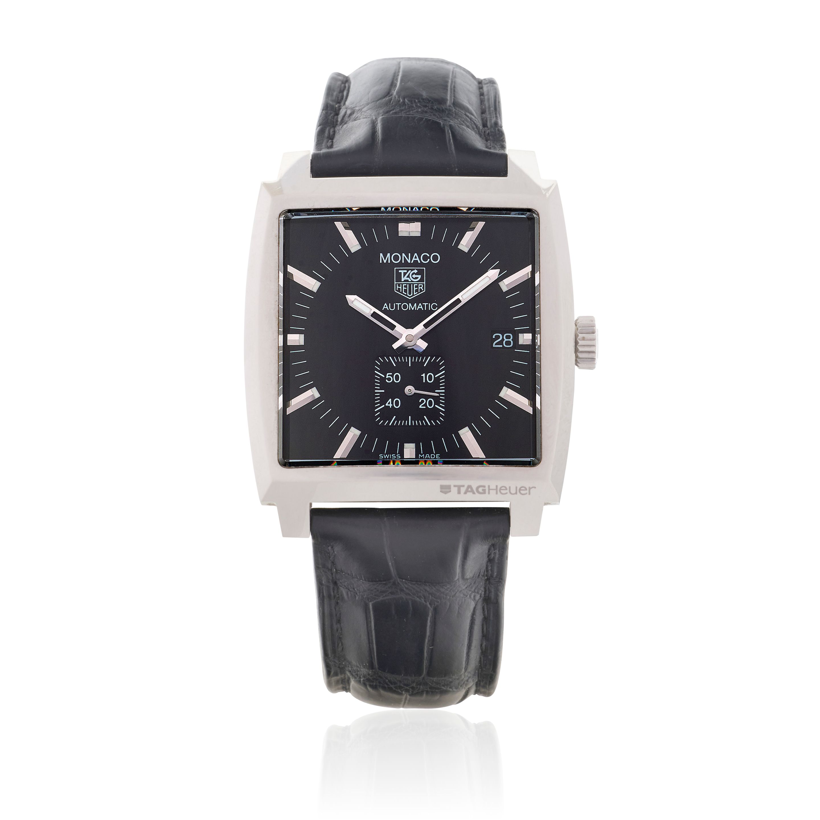 TAG Heuer. A stainless steel automatic calendar wristwatch Monaco, Ref: WW2110-0, Purchased 16th December 2014