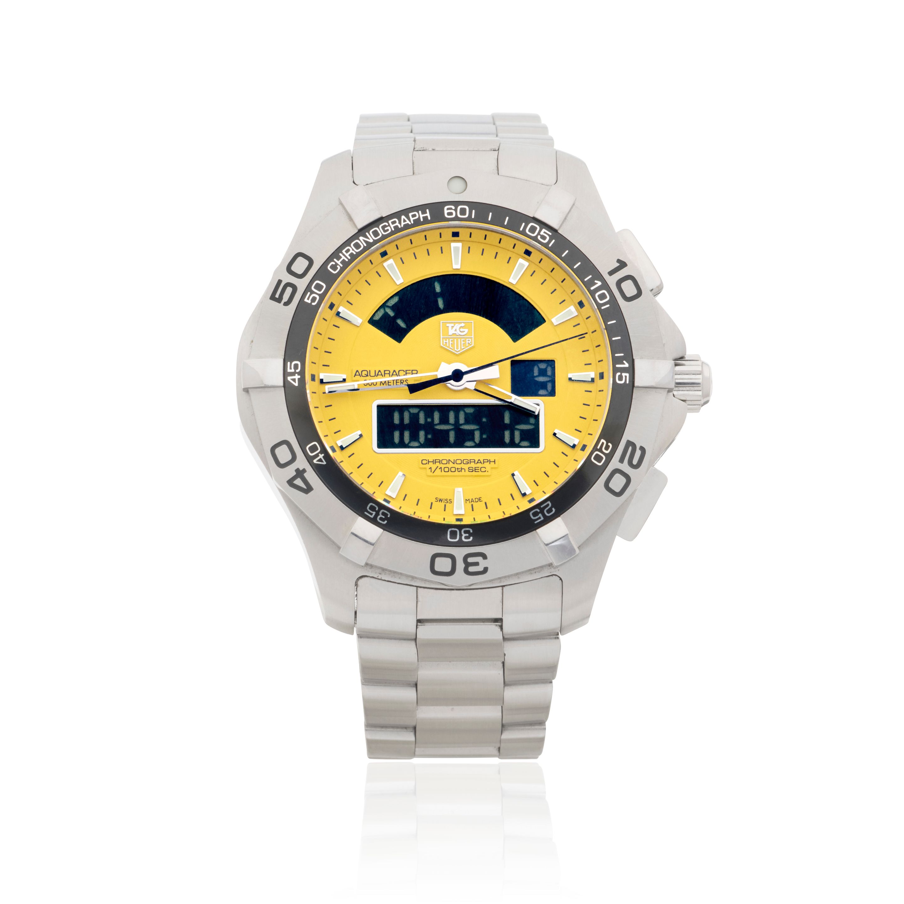 TAG Heuer. A stainless steel quartz calendar chronograph bracelet watch Aquaracer, Ref: CAF1011 , Purchased 13th November 2014