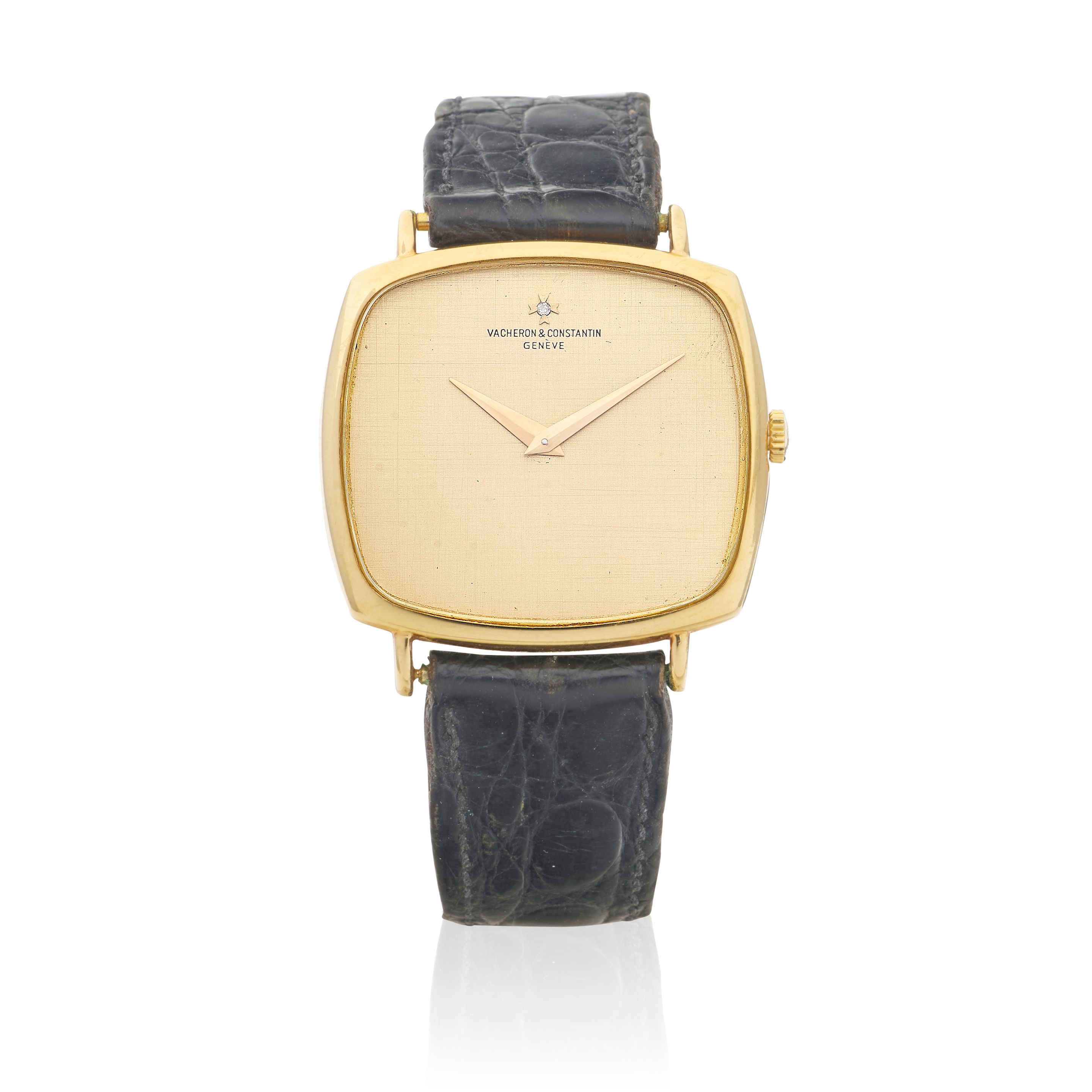 Vacheron & Constantin. An 18K gold manual wind cushion form wristwatch Circa 1980