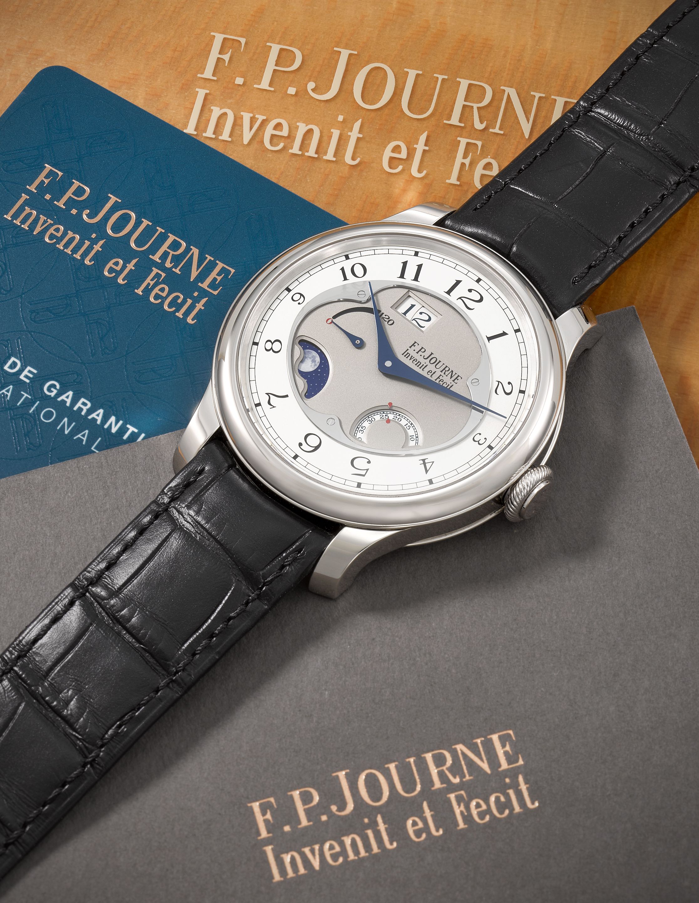 F.P. Journe. A fine and rare platinum automatic calendar wristwatch with power reserve and moon phase Octa Divine, Purchased 27th June 2024