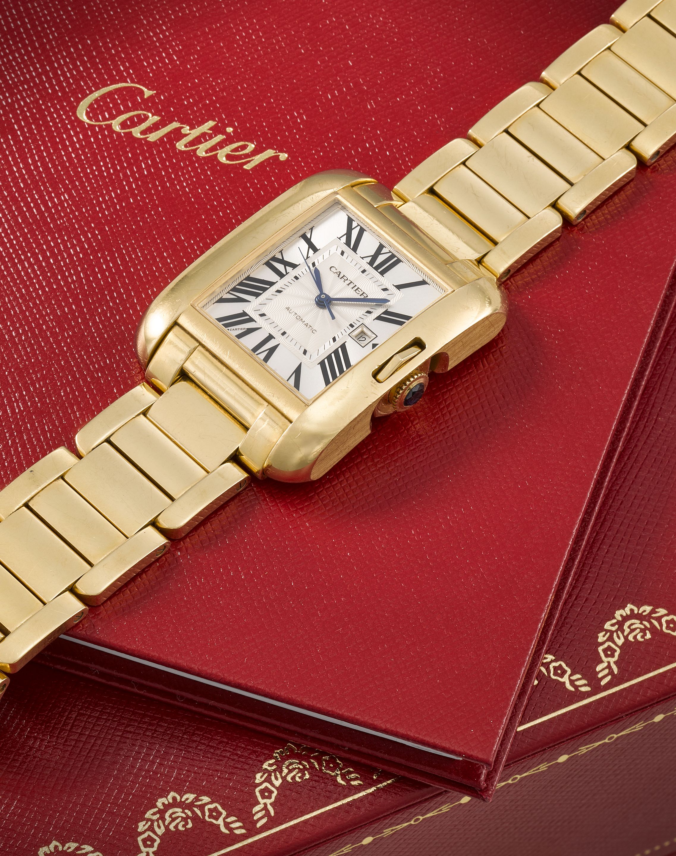 Cartier. An 18K gold automatic calendar bracelet watch Tank Anglaise, Ref: 3509, Purchased 2nd April 2013
