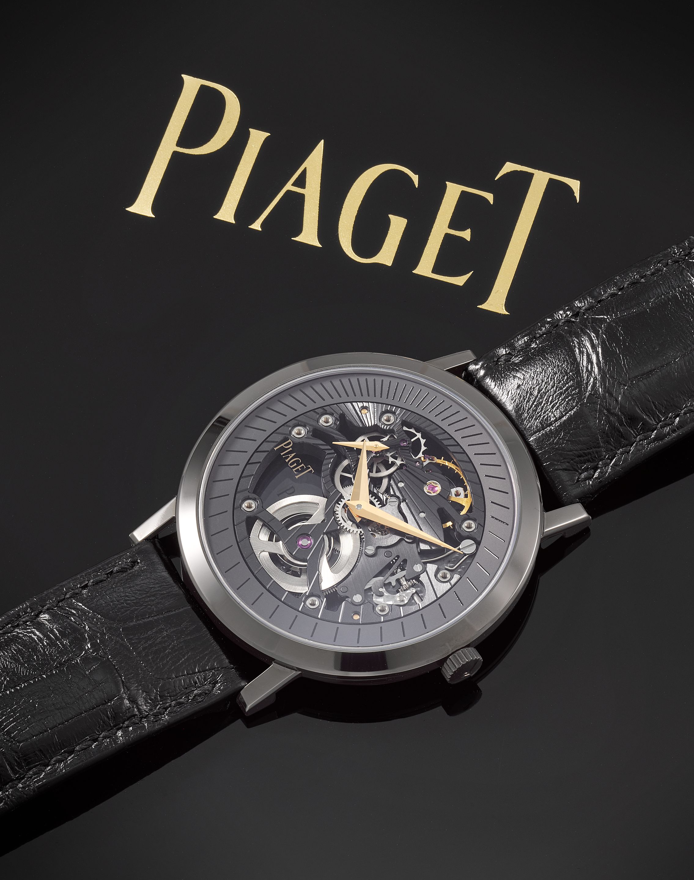 Piaget. A unique 18K PVD black treated white gold manual wind ultra thin skeletonised wristwatch created for the Only Watch 2011 charity auction Altiplano, Ref: ...