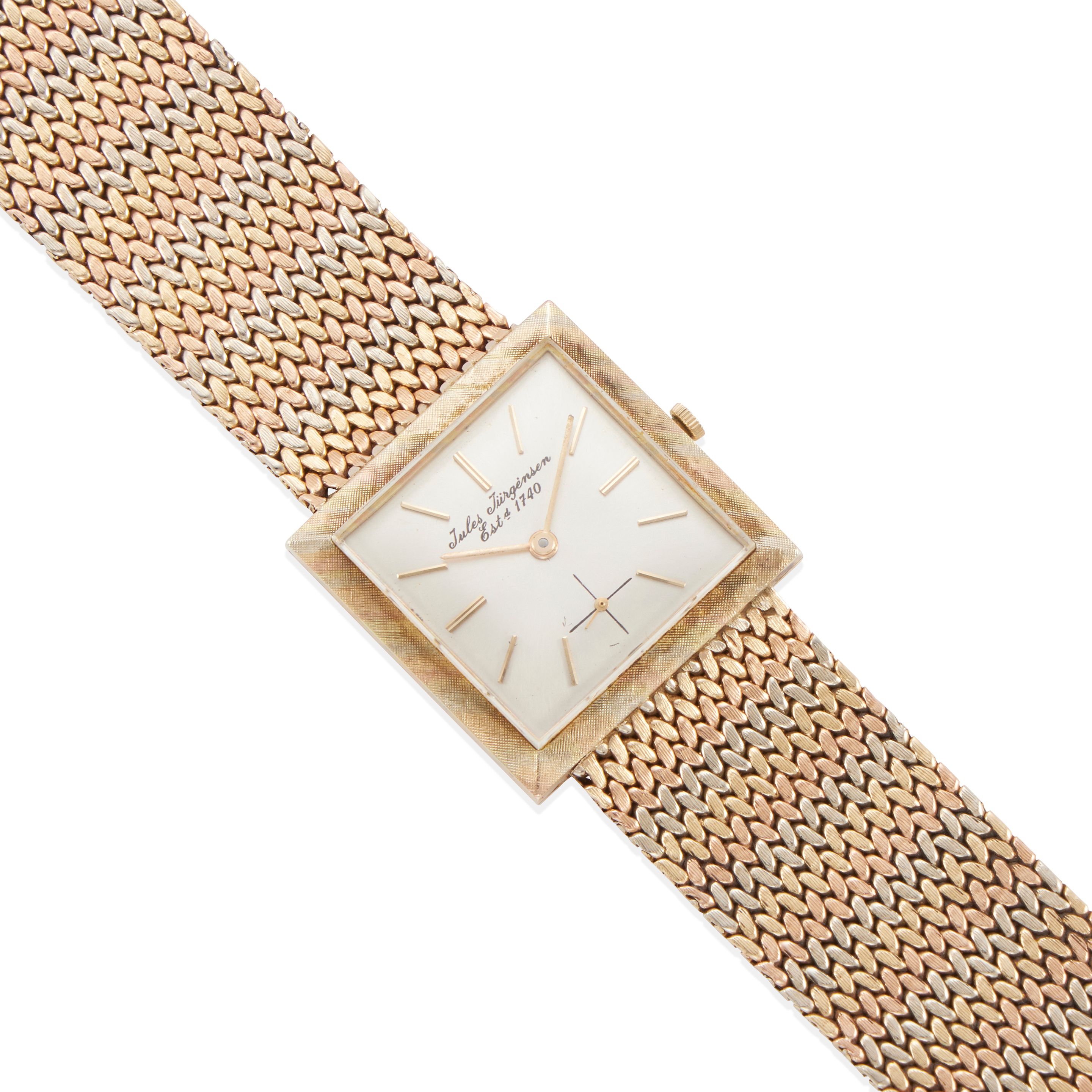 JULES JURGENSEN: 14K TRI-COLOR GOLD WRISTWATCH