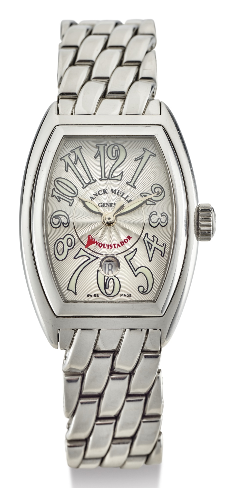FRANCK MULLER, LADY'S STAINLESS STEEL WRISTWATCH WITH BRACELET, CONQUISTADOR, REF 8001 L SC