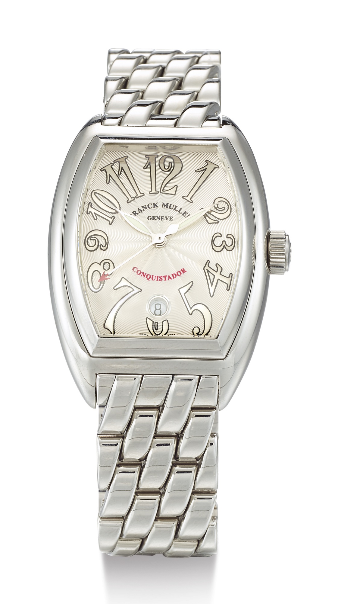 FRANCK MULLER, STAINLESS STEEL WRISTWATCH WITH DATE AND BRACELET CONQUISTADO